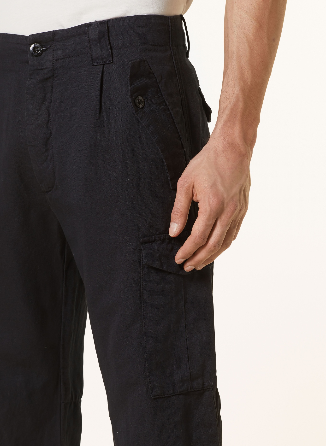 C.P. COMPANY Cargo pants extra slim fit with linen, Color: DARK BLUE (Image 6)