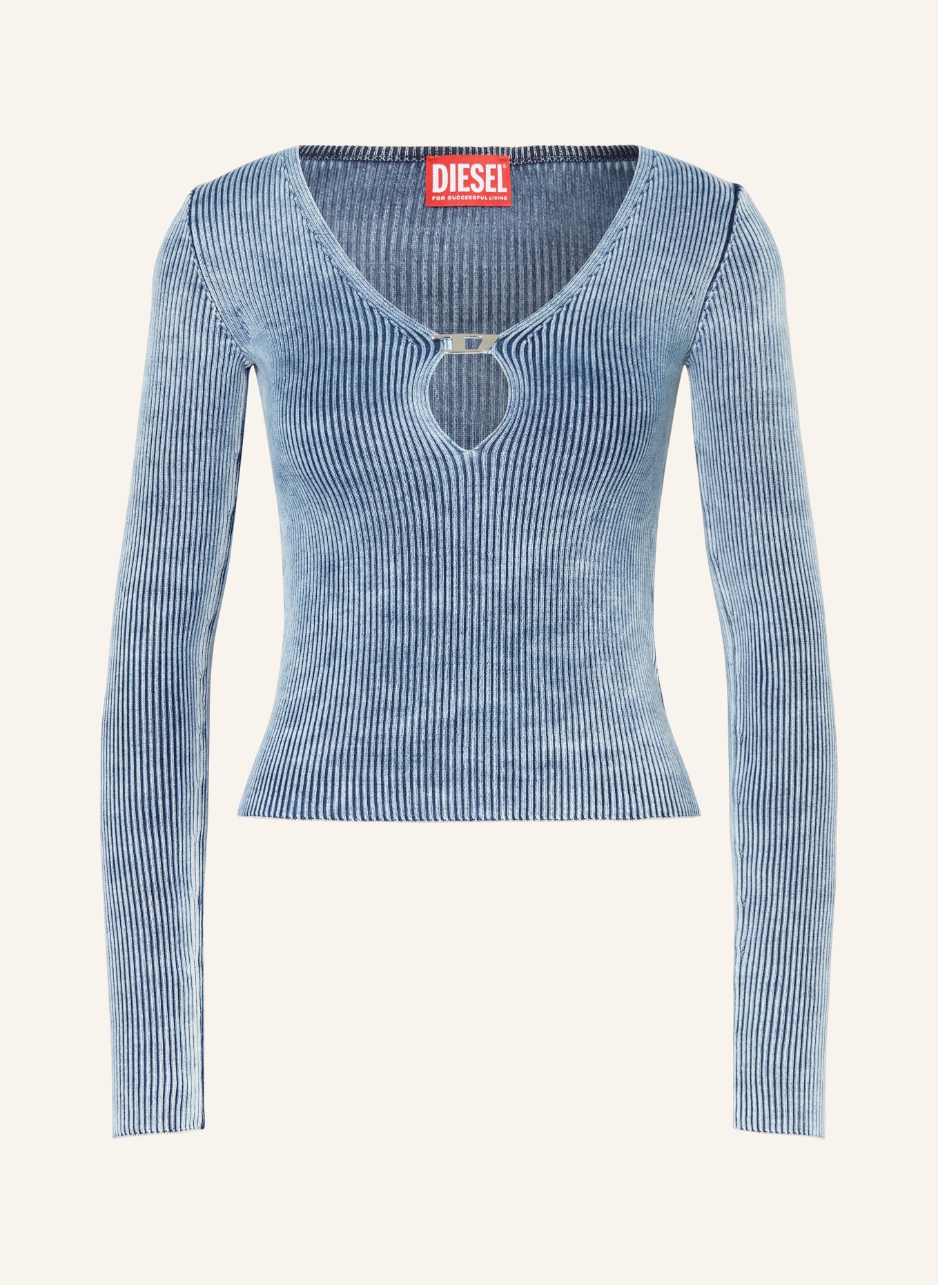 DIESEL Sweater M-TERI with cut-out, Color: DARK BLUE/ LIGHT BLUE (Image 1)