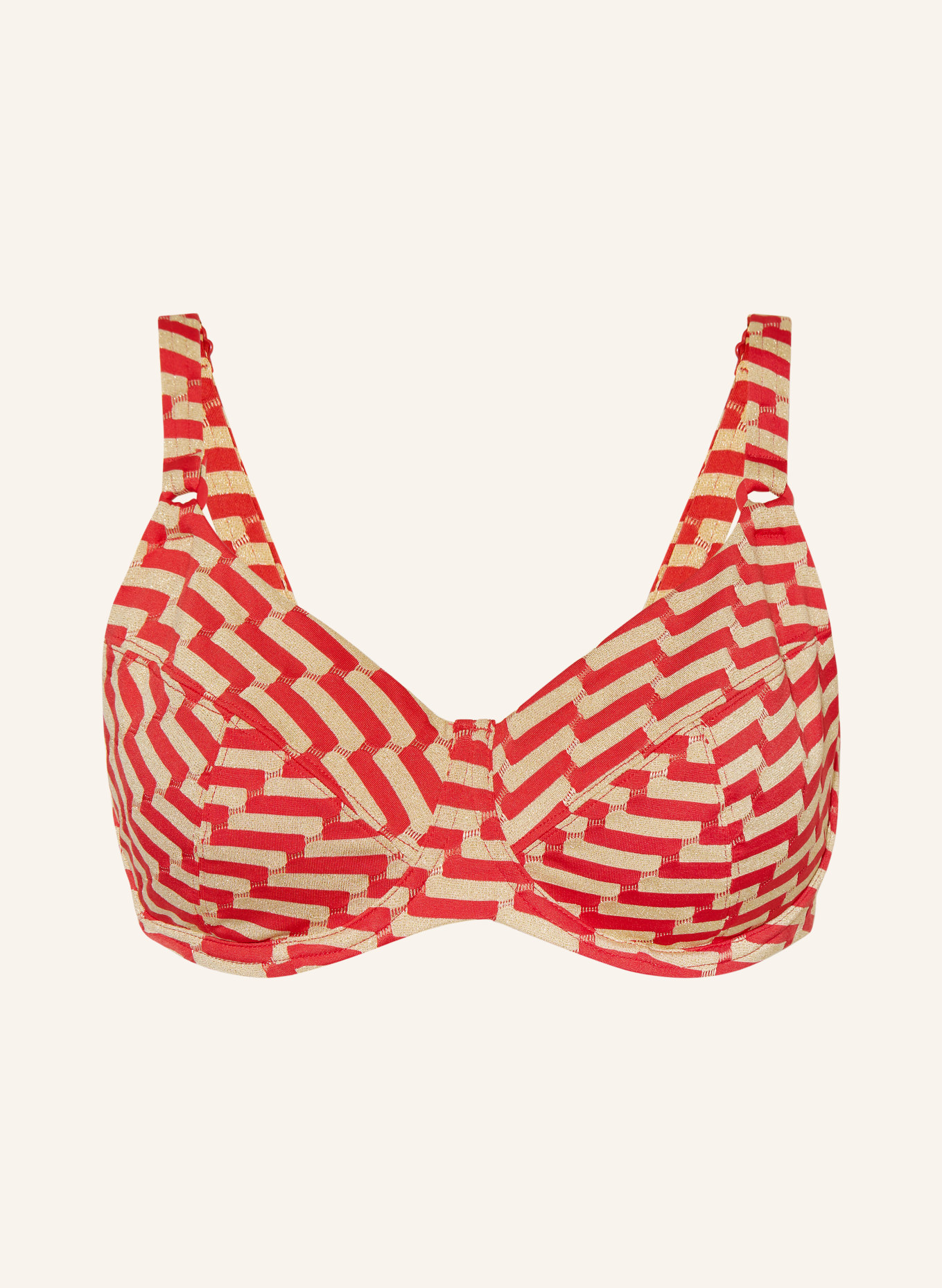 FEMILET Underwired bikini top AYORA with glitter thread, Color: RED/ GOLD (Image 1)