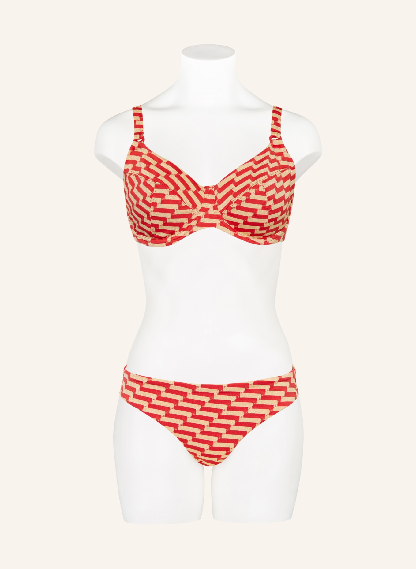 FEMILET Underwired bikini top AYORA with glitter thread, Color: RED/ GOLD (Image 2)