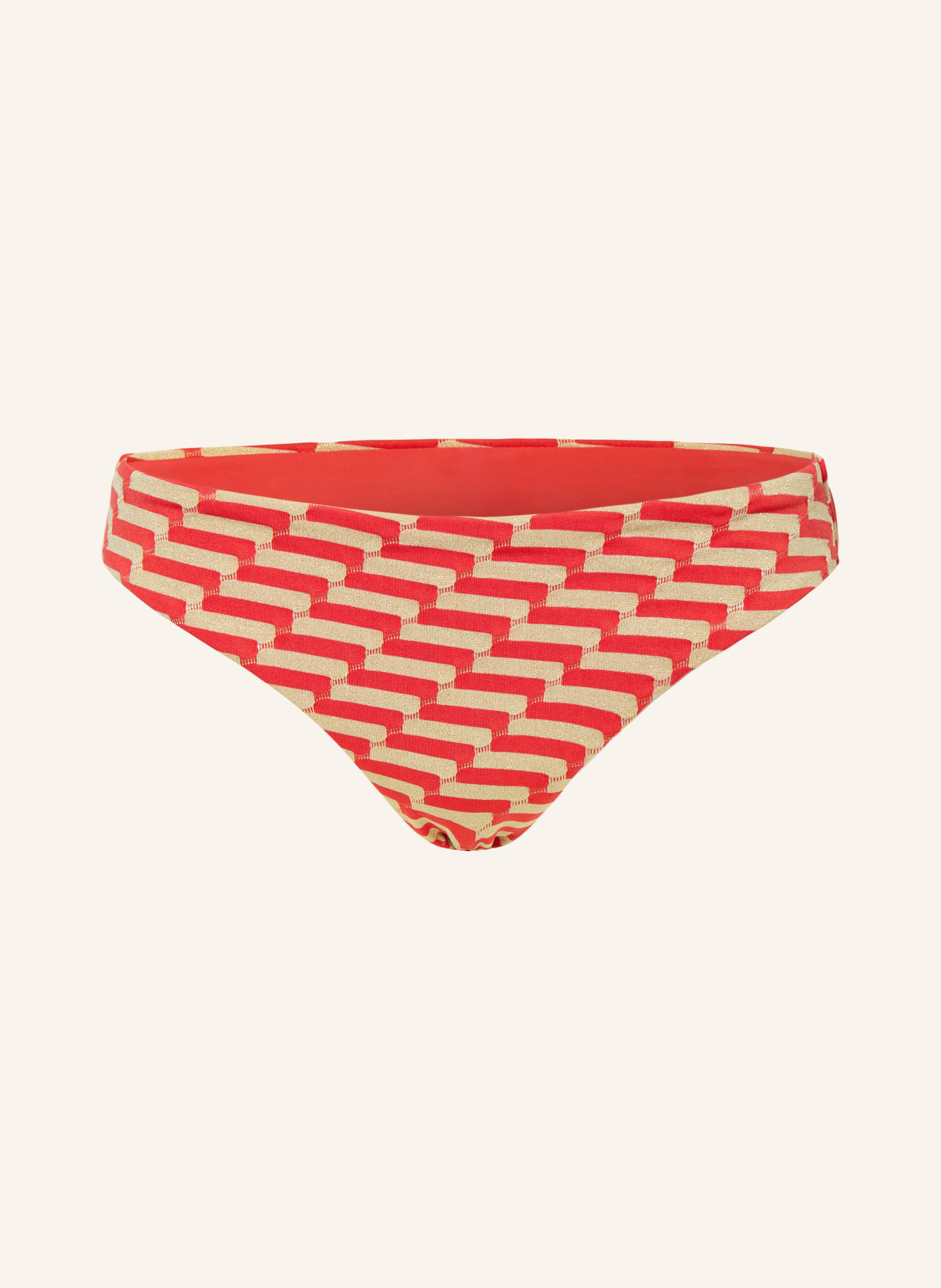 FEMILET Basic bikini bottoms AYORA with glitter thread, Color: RED/ GOLD (Image 1)
