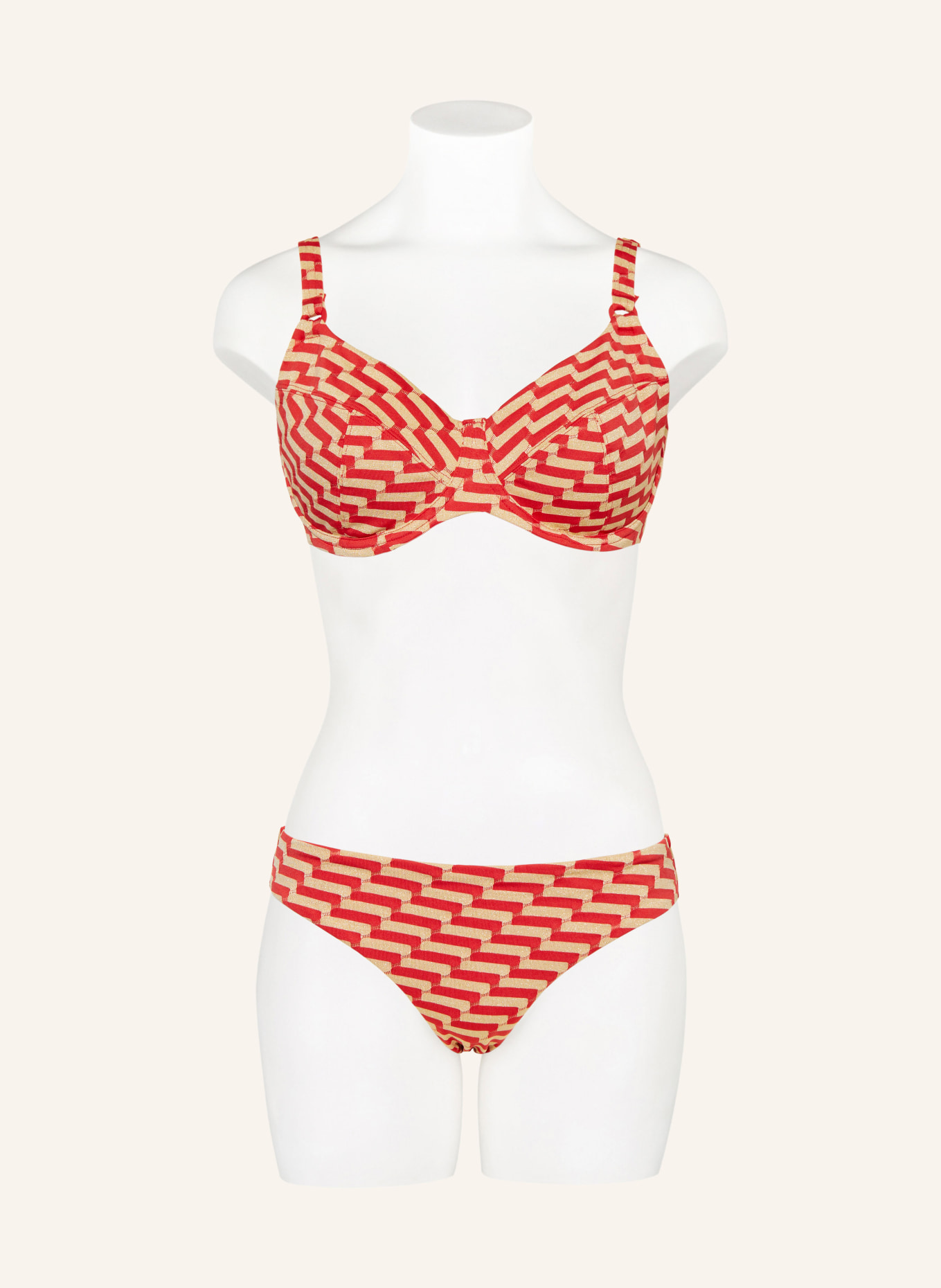 FEMILET Basic bikini bottoms AYORA with glitter thread, Color: RED/ GOLD (Image 2)