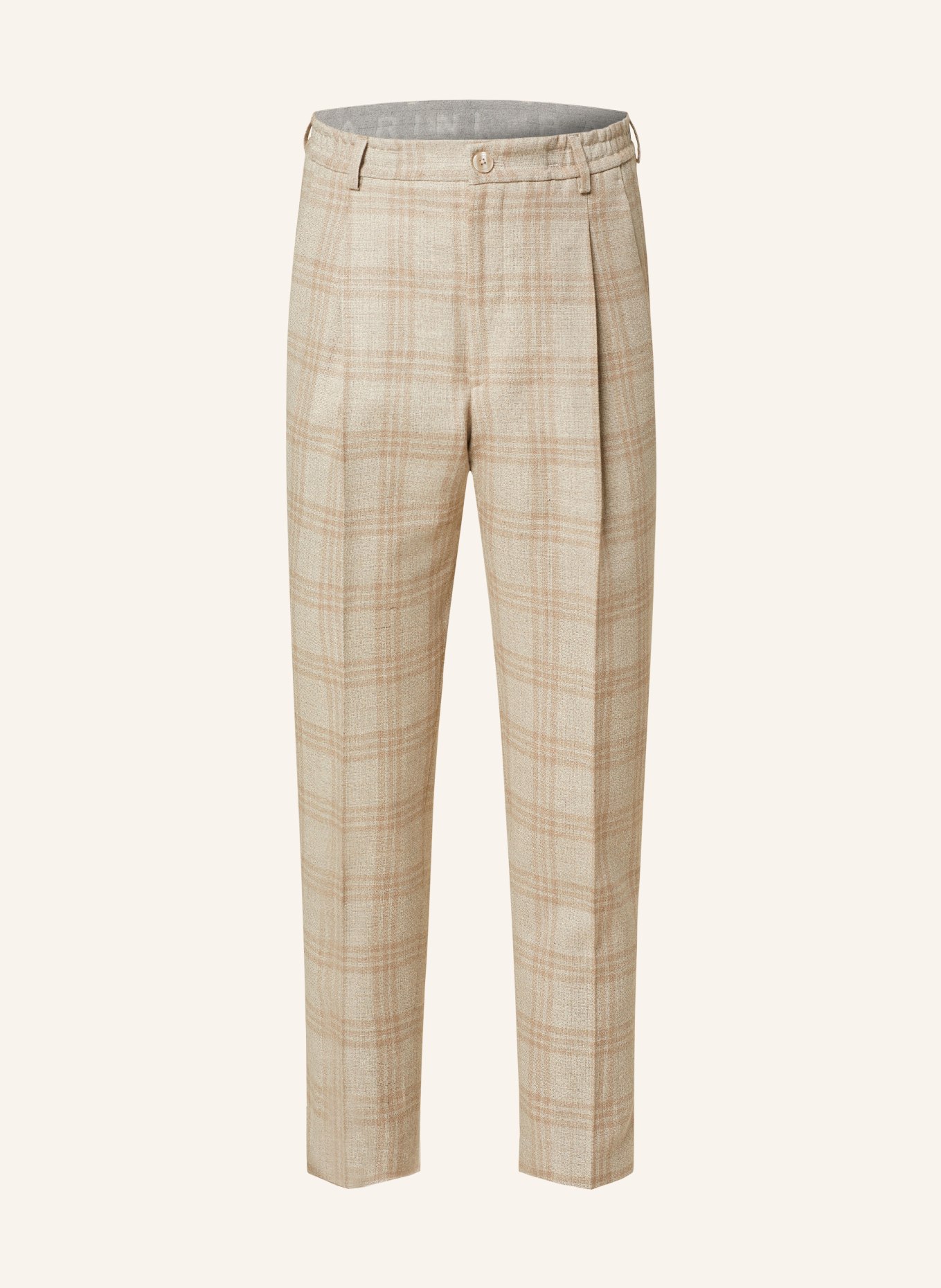 BALDESSARINI Suit trousers CARON extra slim fit with linen, Color: 8620 Irish Cream Check (Image 1)