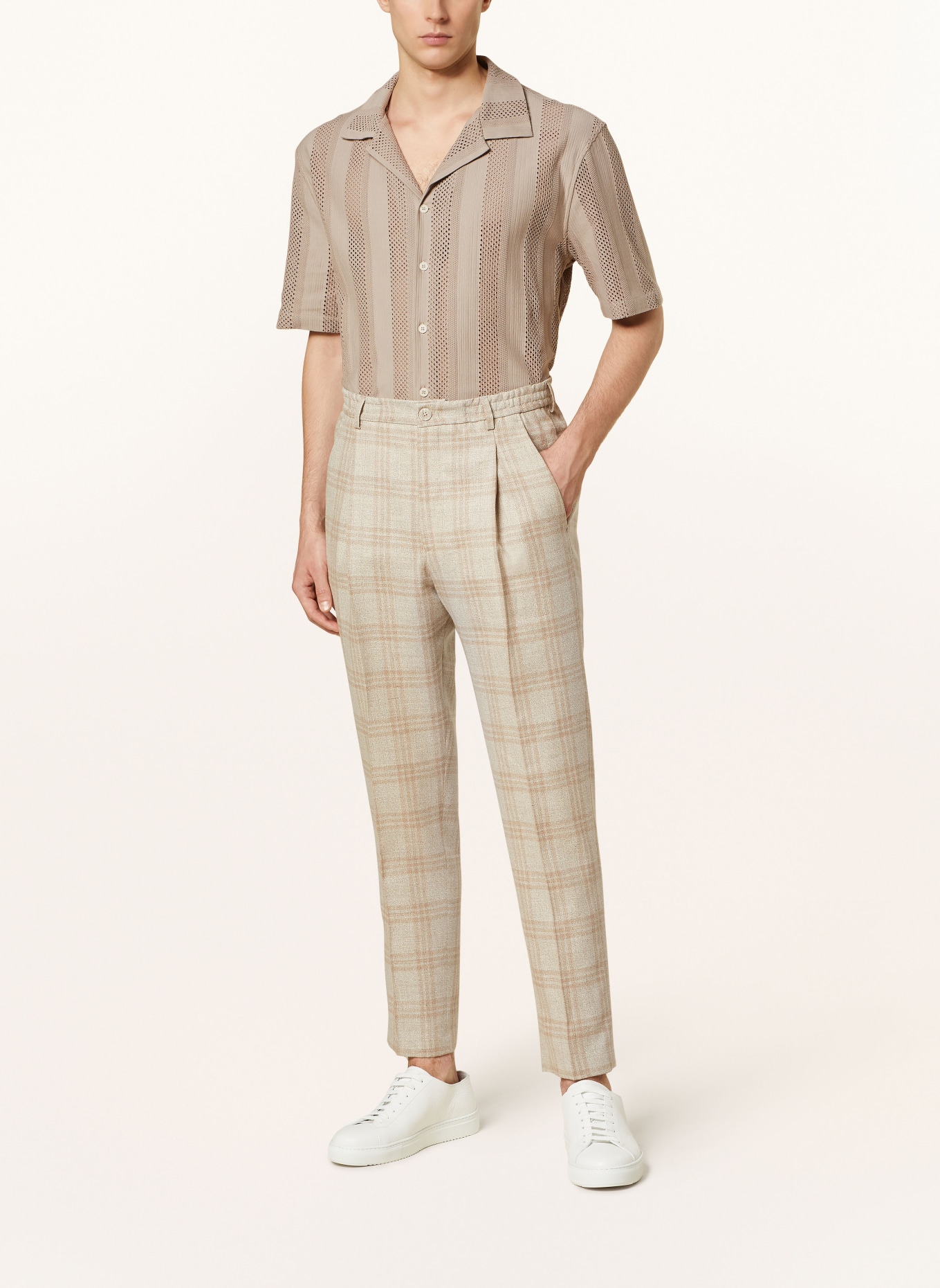 BALDESSARINI Suit trousers CARON extra slim fit with linen, Color: 8620 Irish Cream Check (Image 3)