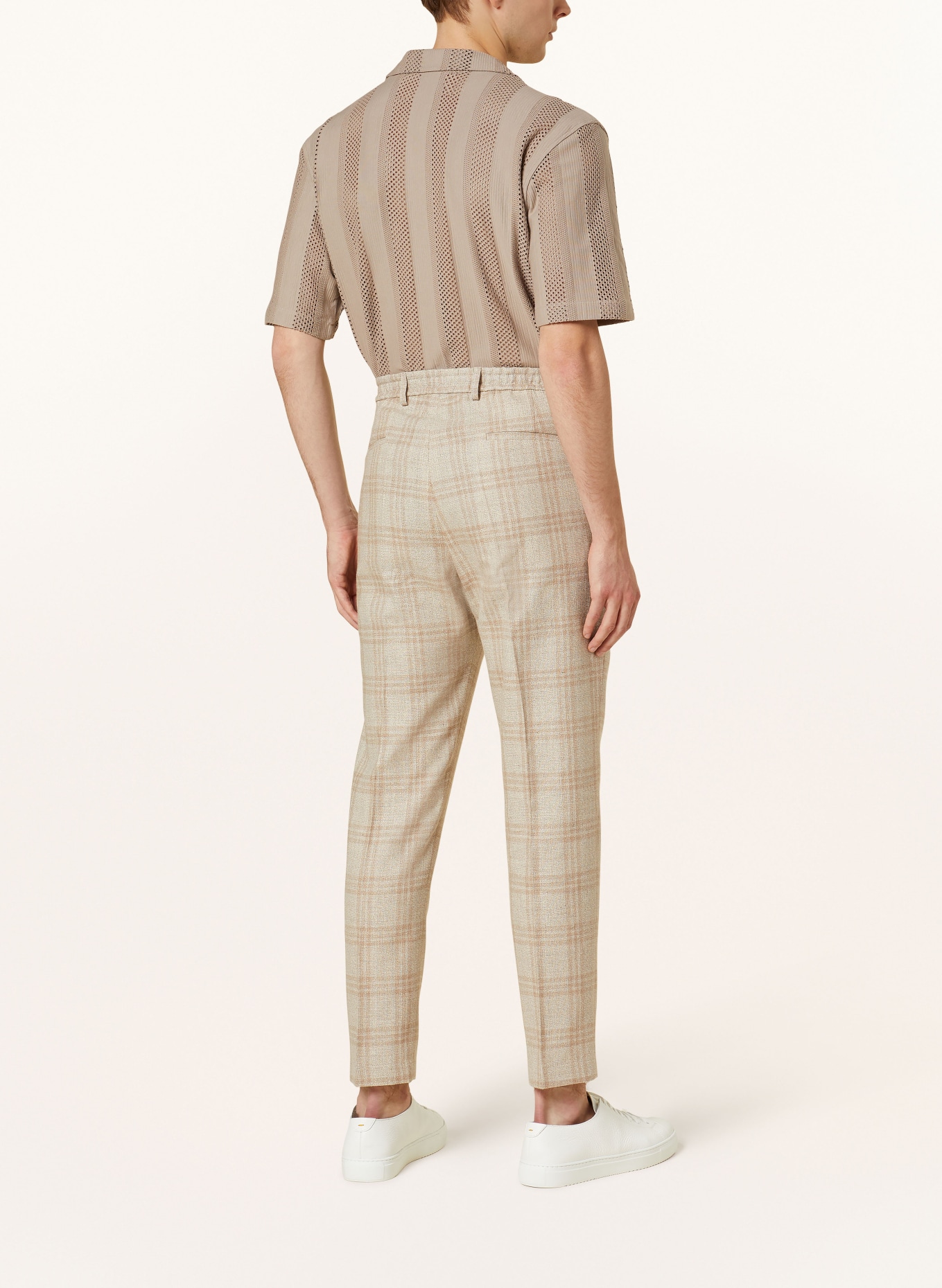 BALDESSARINI Suit trousers CARON extra slim fit with linen, Color: 8620 Irish Cream Check (Image 4)