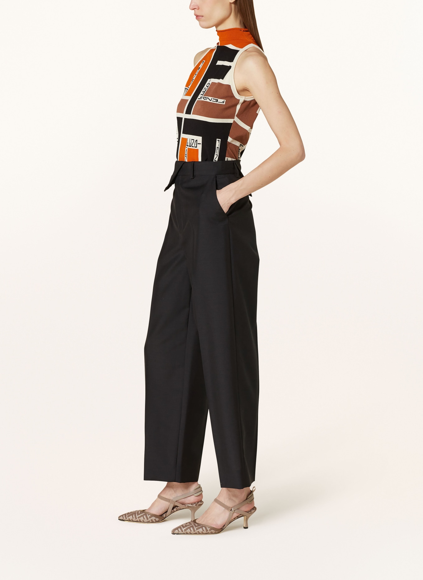 FENDI Trousers with mohair, Color: BLACK (Image 4)