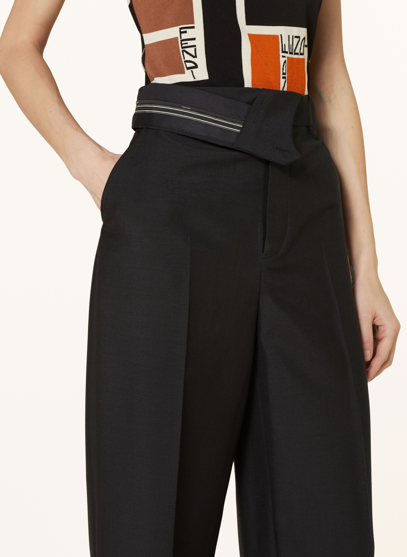 FENDI Trousers with mohair, Color: BLACK (Image 5)