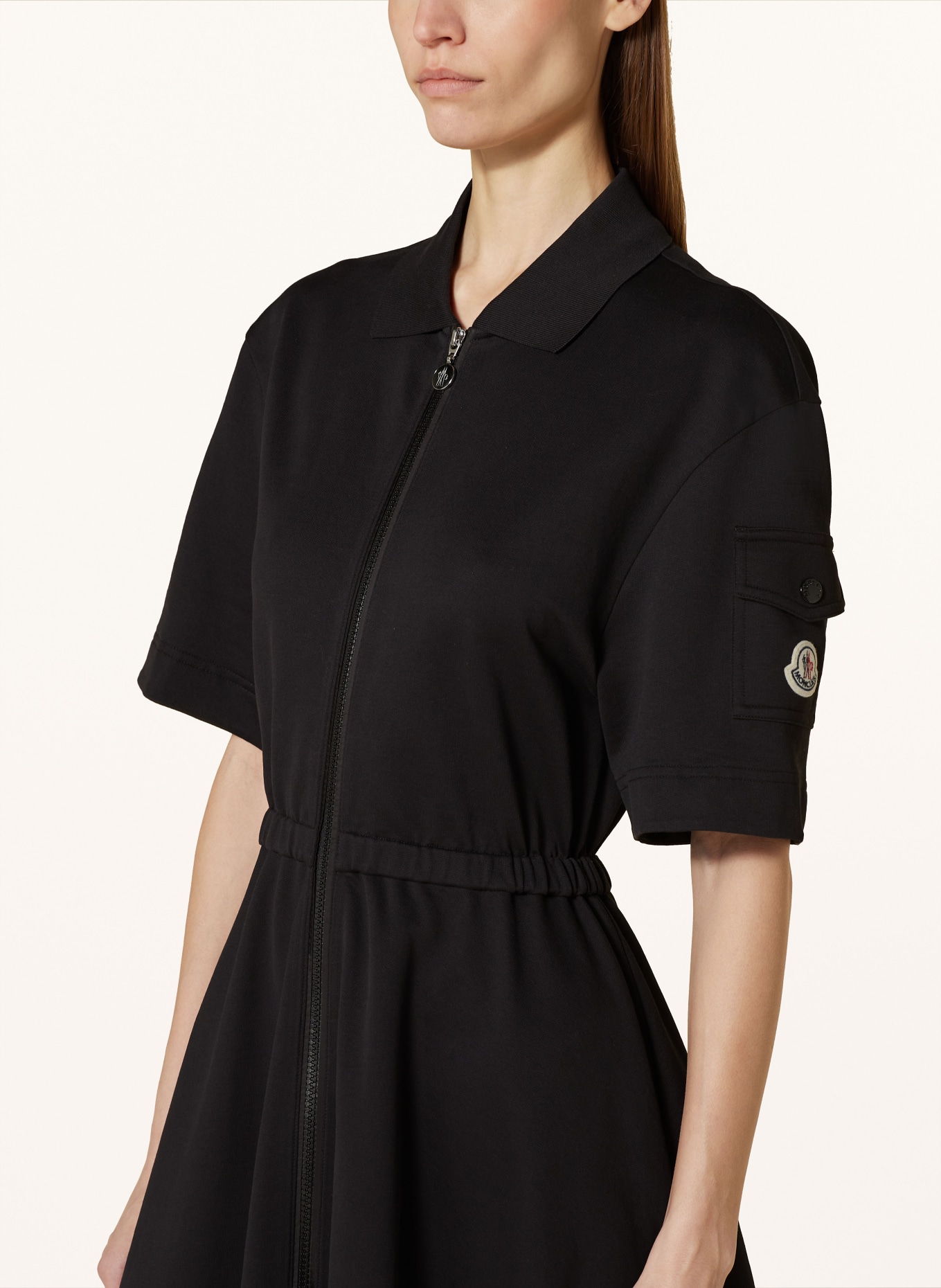 MONCLER Jersey-Polokleid: SCHWARZ