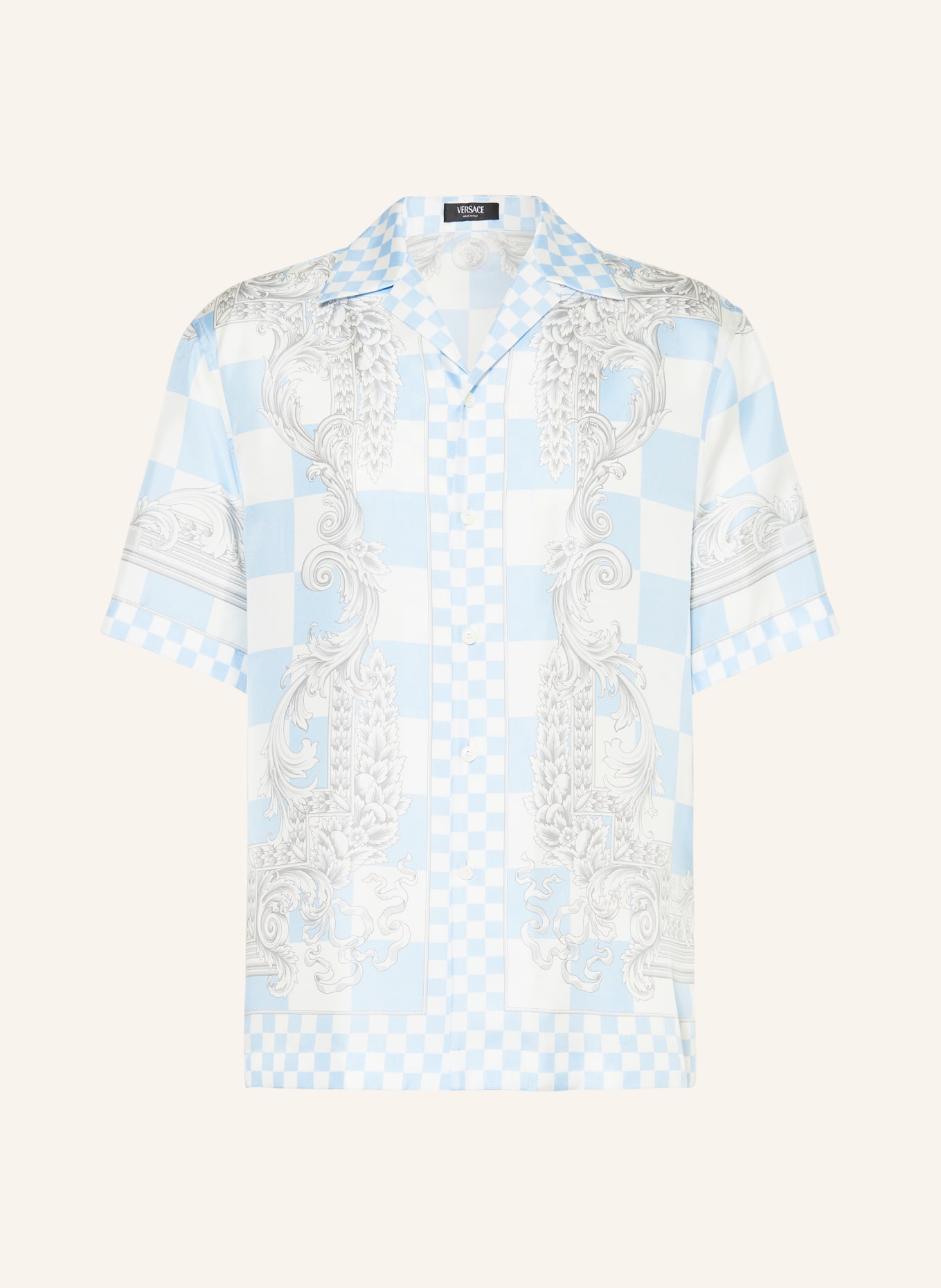 VERSACE Resort shirt comfort fit in silk, Color: WHITE/ LIGHT BLUE/ LIGHT GRAY (Image 1)