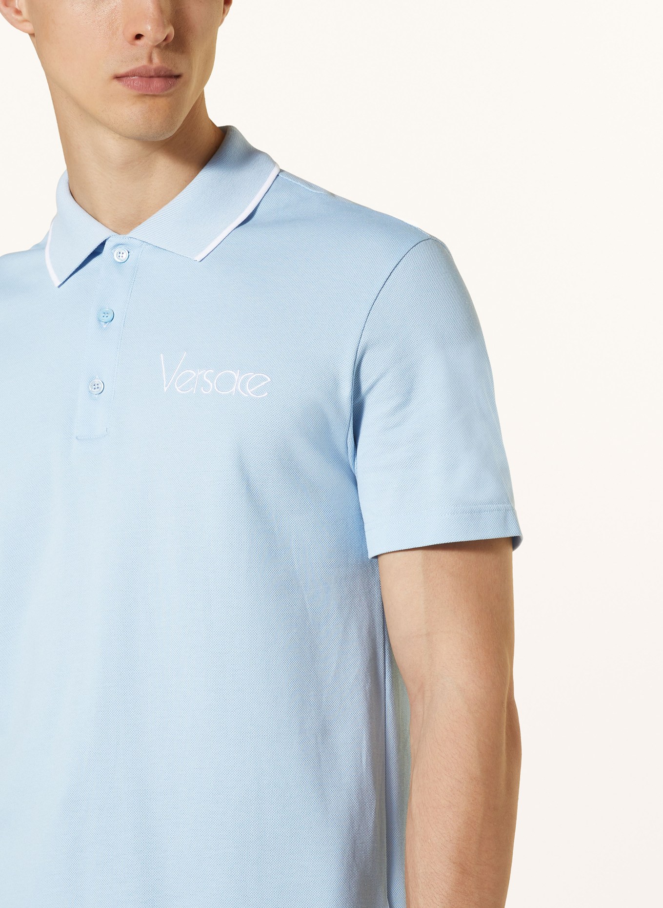 VERSACE Piqué-Poloshirt, Farbe: HELLBLAU (Bild 4)
