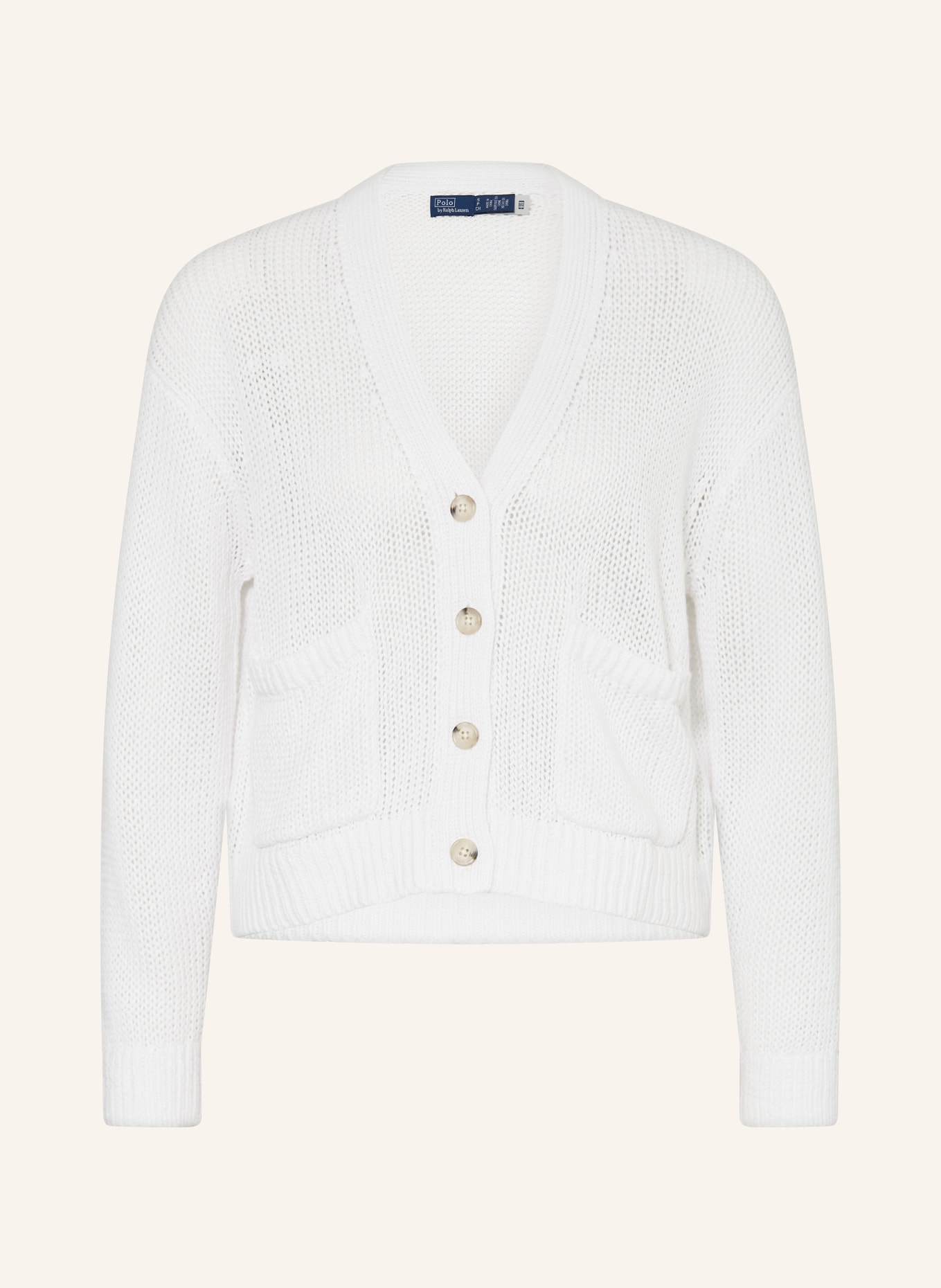 POLO RALPH LAUREN Cardigan made of linen, Color: WHITE (Image 1)