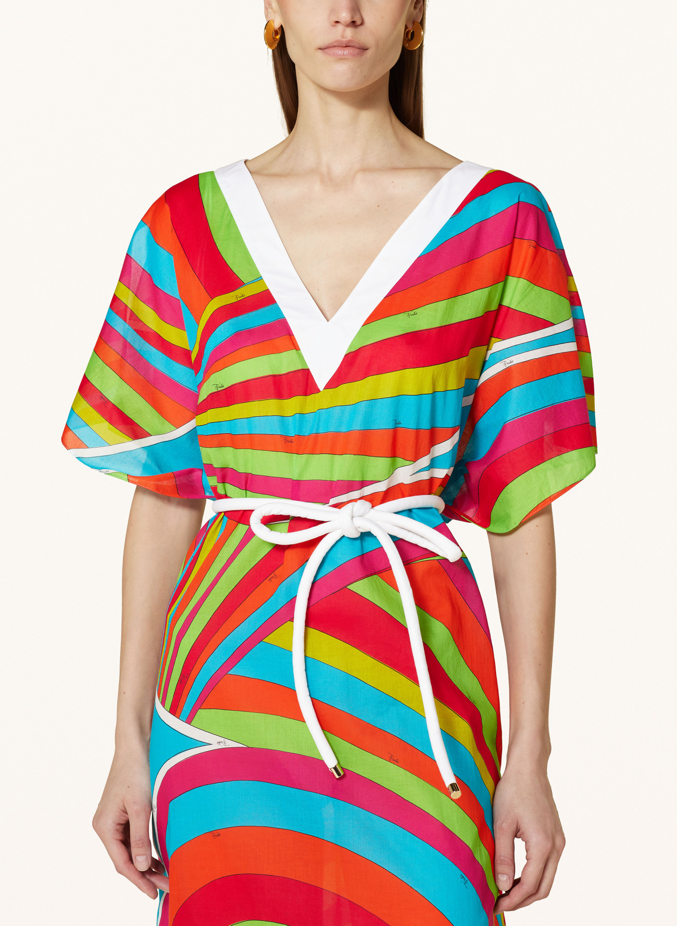 PUCCI Sukienka letnia typu kaftan, Kolor: POMARAŃCZOWY/ CZERWONY/ JASNOZIELONY (Obrazek 4)