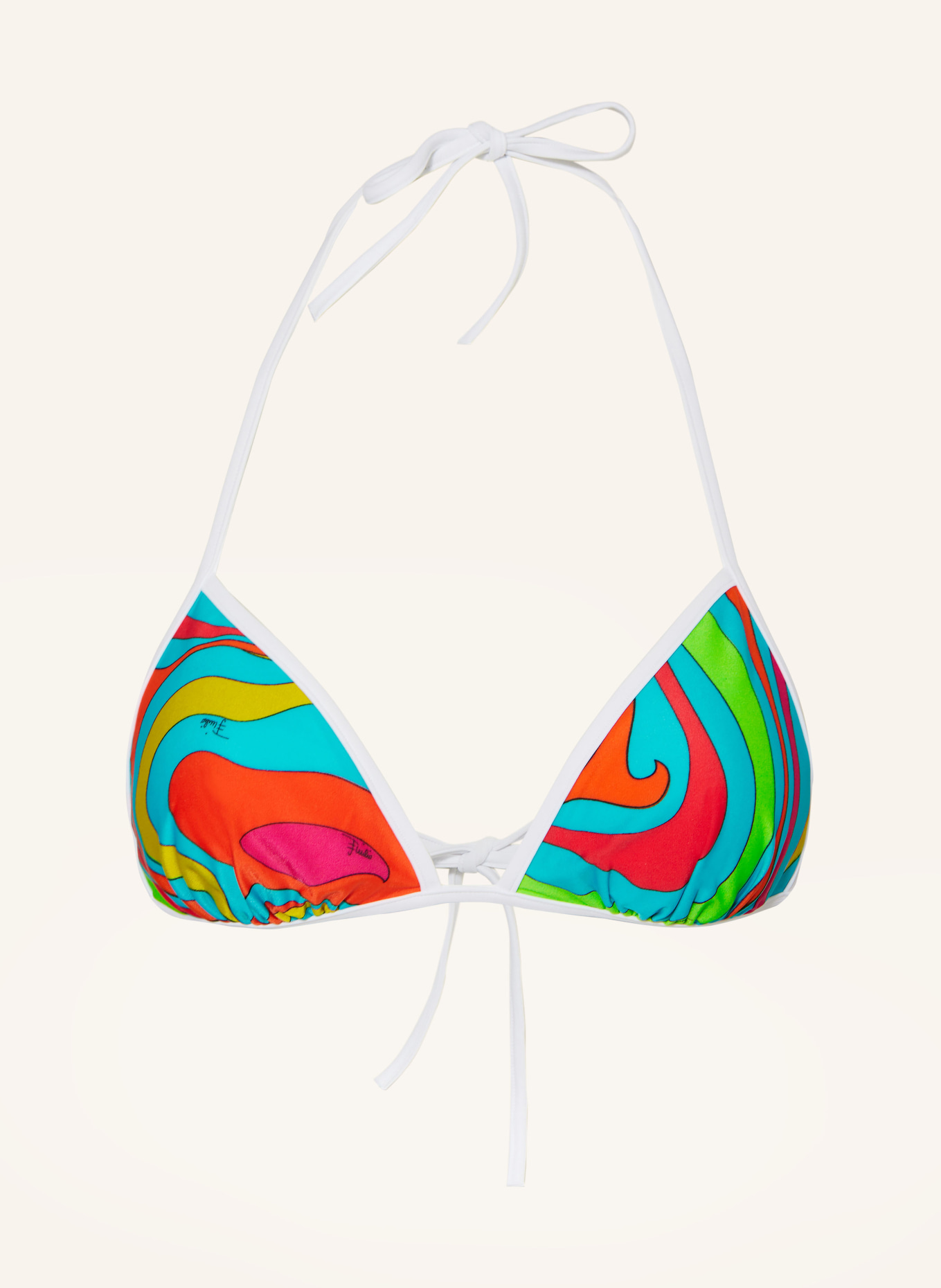 PUCCI Triangle bikini top, Color: ORANGE/ PINK/ TURQUOISE (Image 1)
