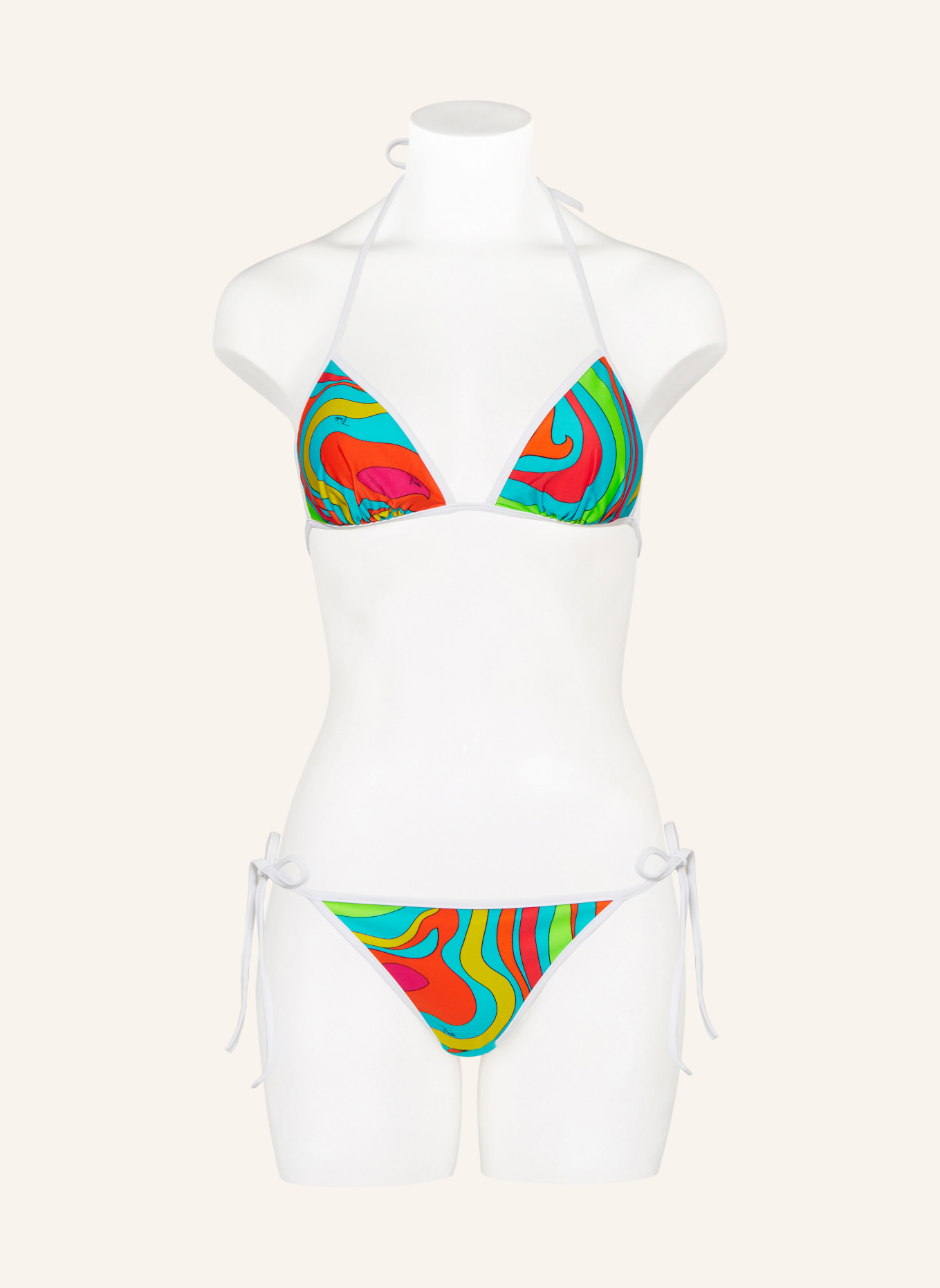 PUCCI Triangel-Bikini-Top, Farbe: ORANGE/ PINK/ TÜRKIS (Bild 2)