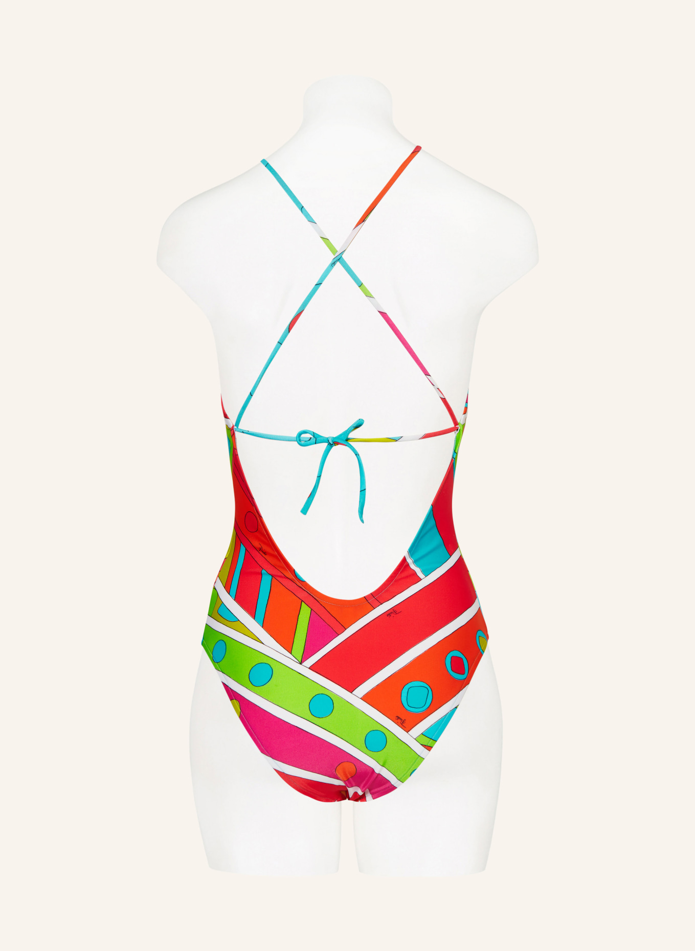 PUCCI Strój kąpielowy z dekoltem high neck, Kolor: POMARAŃCZOWY/ MOCNORÓŻOWY/ TURKUSOWY (Obrazek 3)