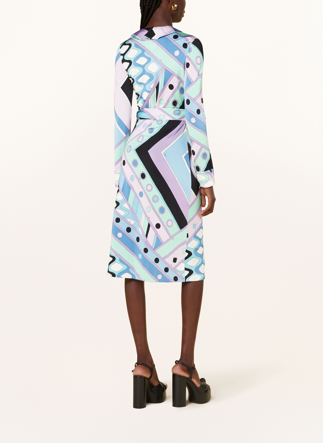 PUCCI Wrap dress in jersey with frills, Color: BLUE/ WHITE/ PURPLE (Image 3)