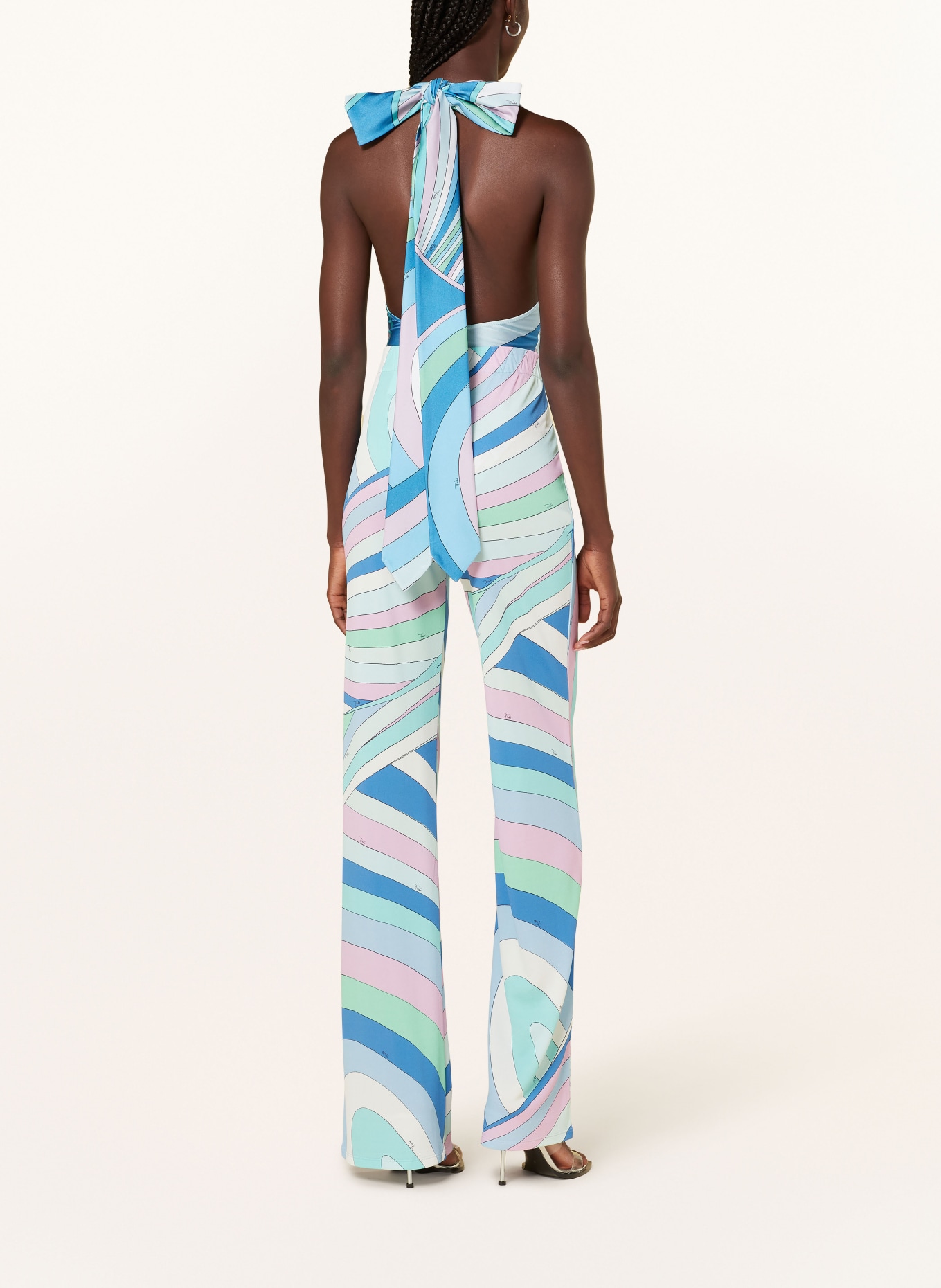 PUCCI Wide leg trousers made of jersey, Color: TURQUOISE/ LIGHT GREEN/ PINK (Image 3)