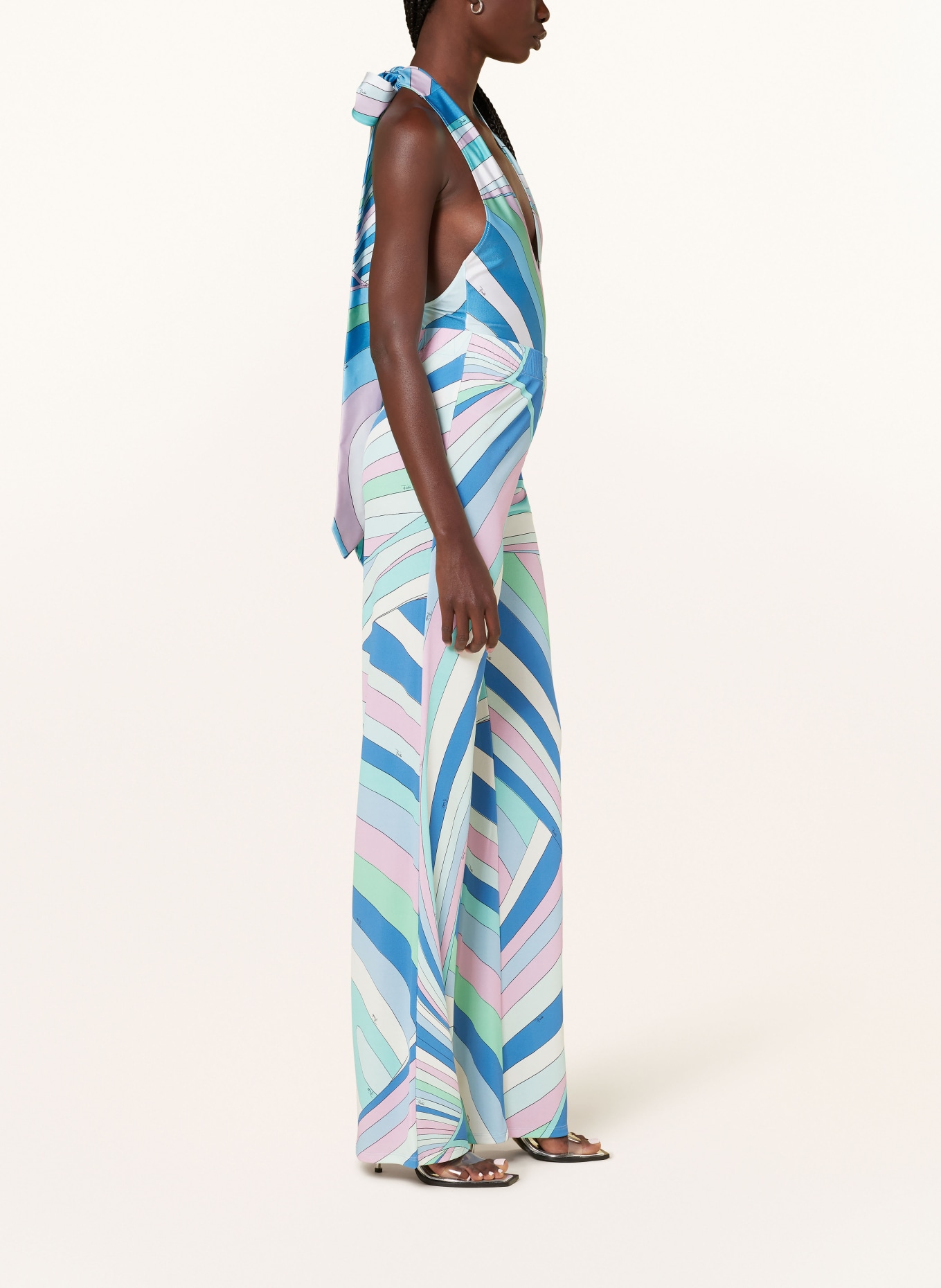 PUCCI Wide leg trousers made of jersey, Color: TURQUOISE/ LIGHT GREEN/ PINK (Image 4)