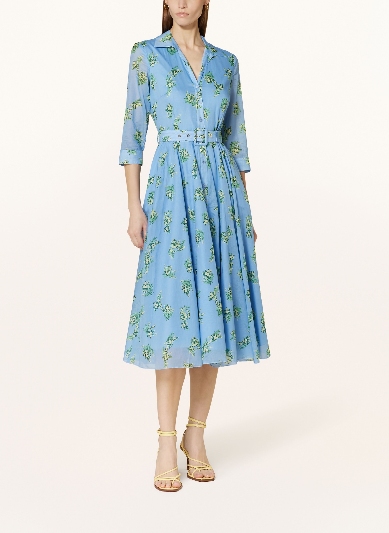 RIANI Shirt dress with 3/4 sleeves, Color: LIGHT BLUE/ GREEN/ YELLOW (Image 2)