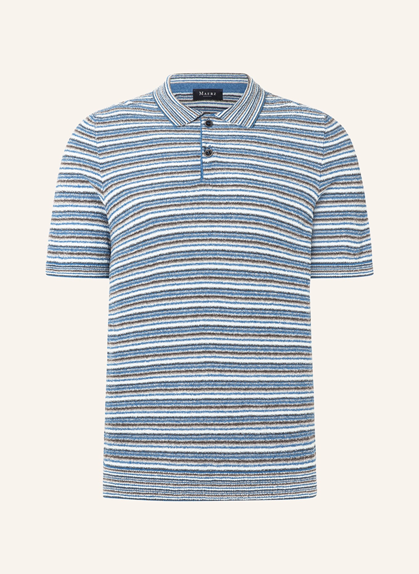 MAERZ MUENCHEN Knitted polo shirt, Color: LIGHT BLUE/ WHITE/ DARK GRAY (Image 1)