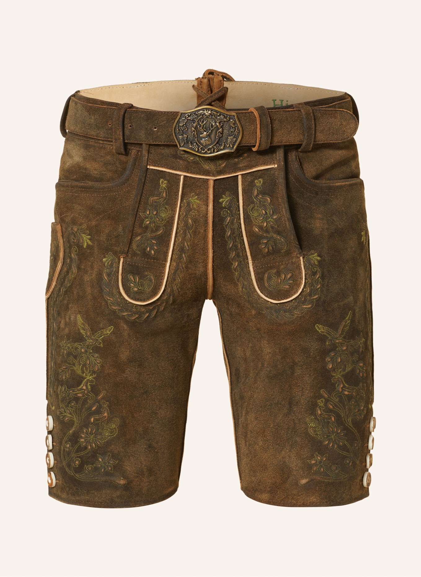 HIRSCHER Spodnie skórzane MÜNCHEN, Kolor: CIEMNOBRĄZOWY/ ZIELONY (Obrazek 1)