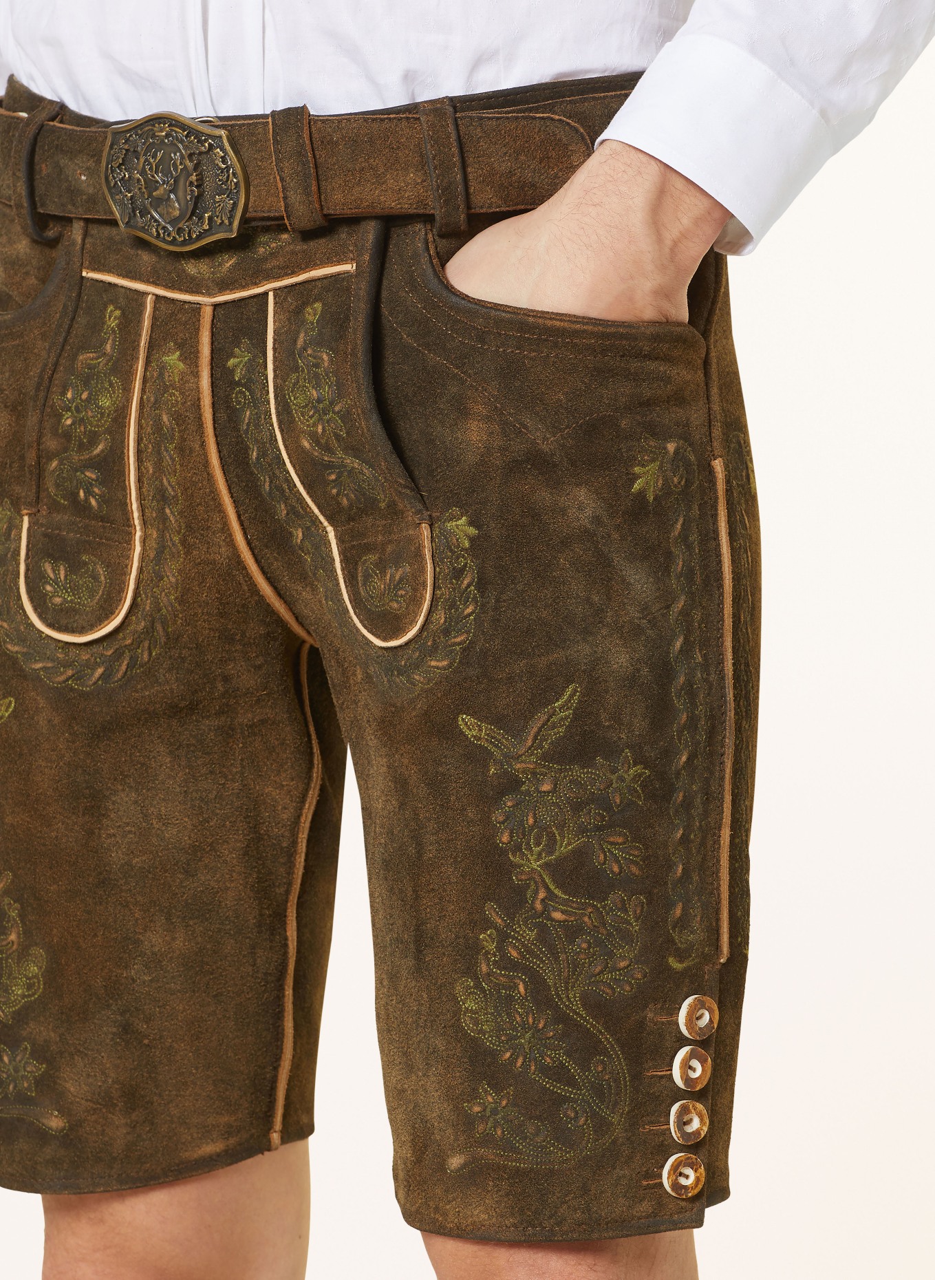 HIRSCHER Leather trousers MÜNCHEN, Color: DARK BROWN/ GREEN (Image 5)