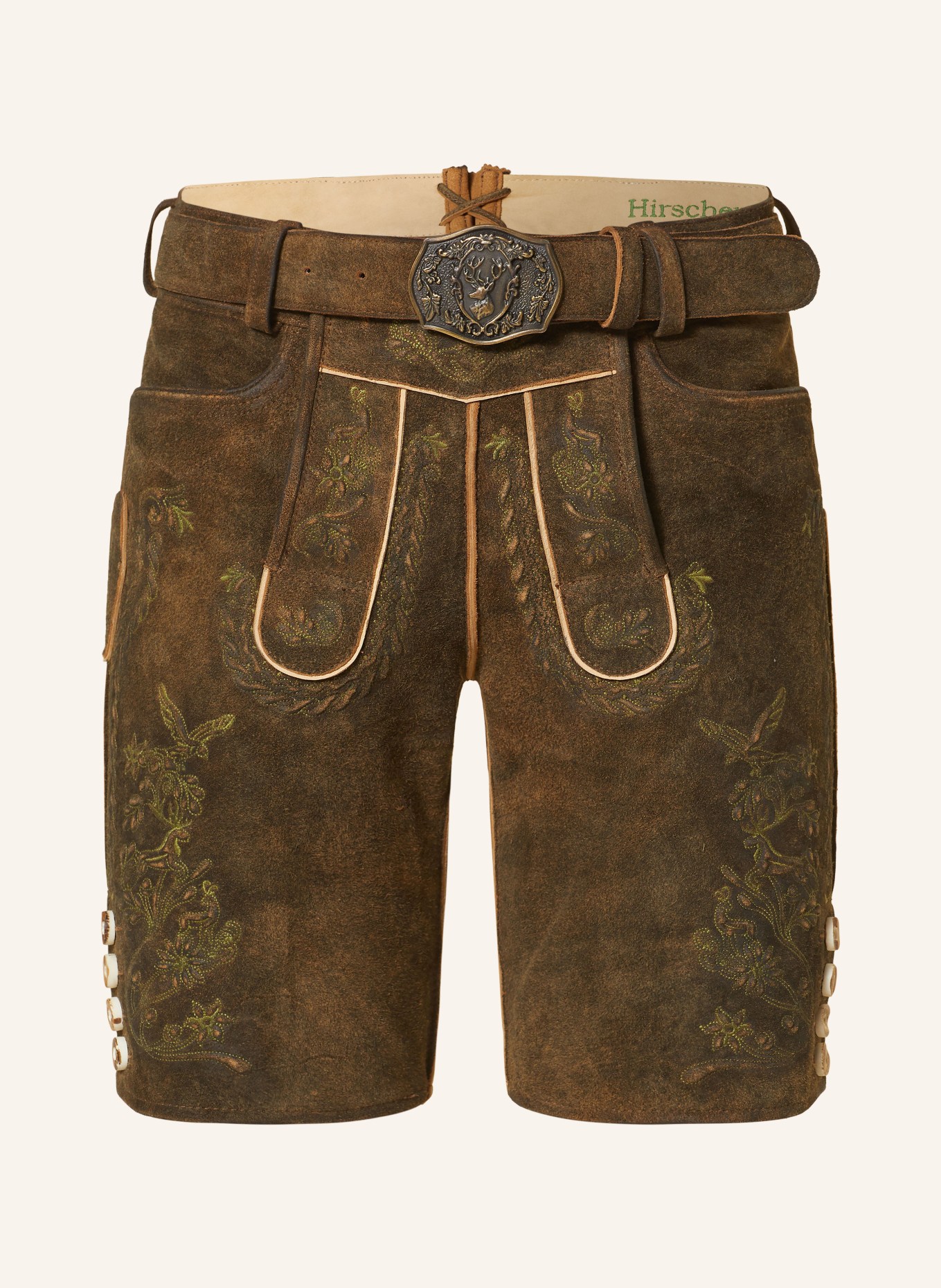 HIRSCHER Spodnie skórzane w stylu ludowym PRIEN, Kolor: CIEMNOBRĄZOWY (Obrazek 1)