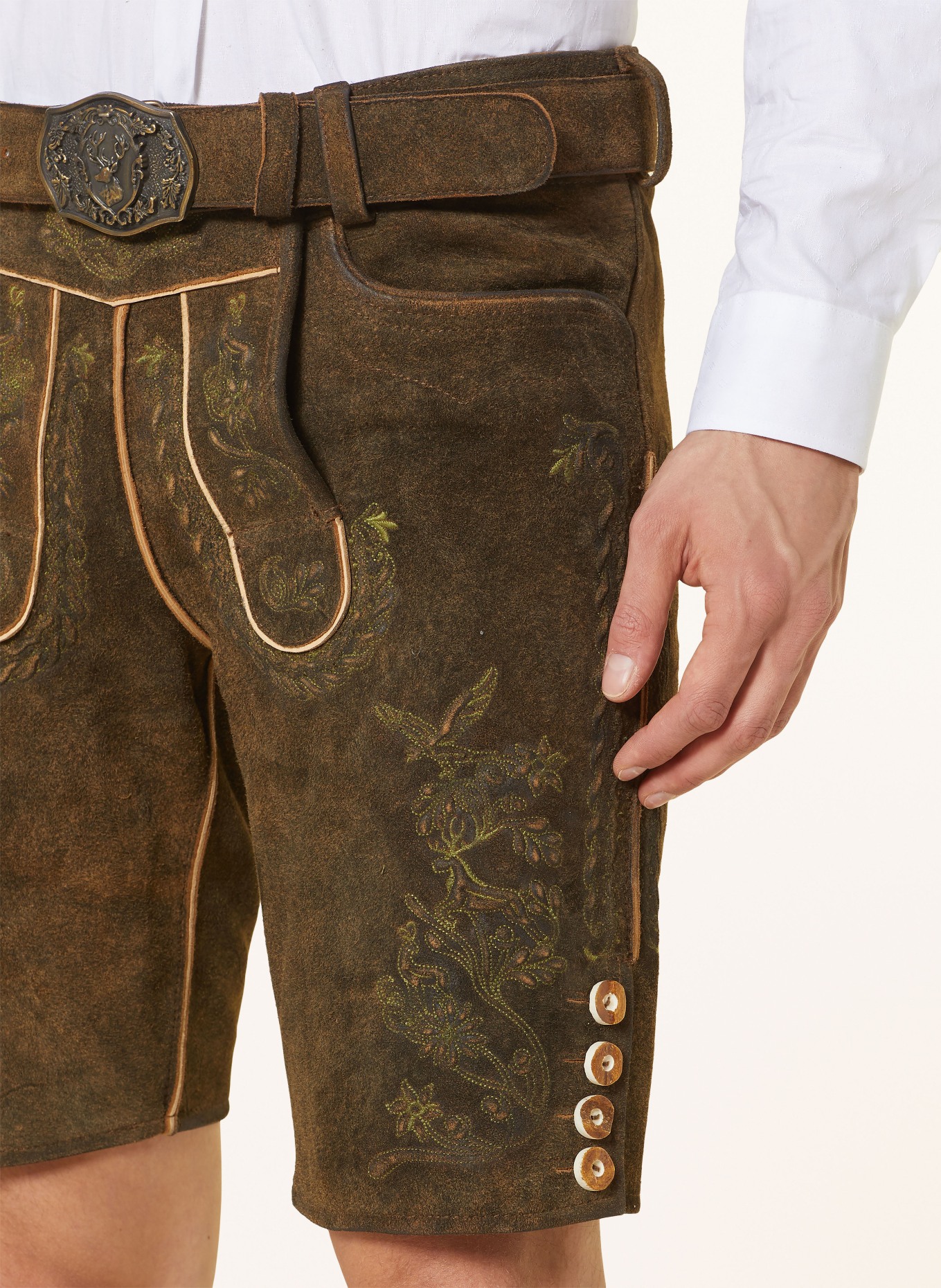 HIRSCHER Spodnie skórzane w stylu ludowym PRIEN, Kolor: CIEMNOBRĄZOWY (Obrazek 5)