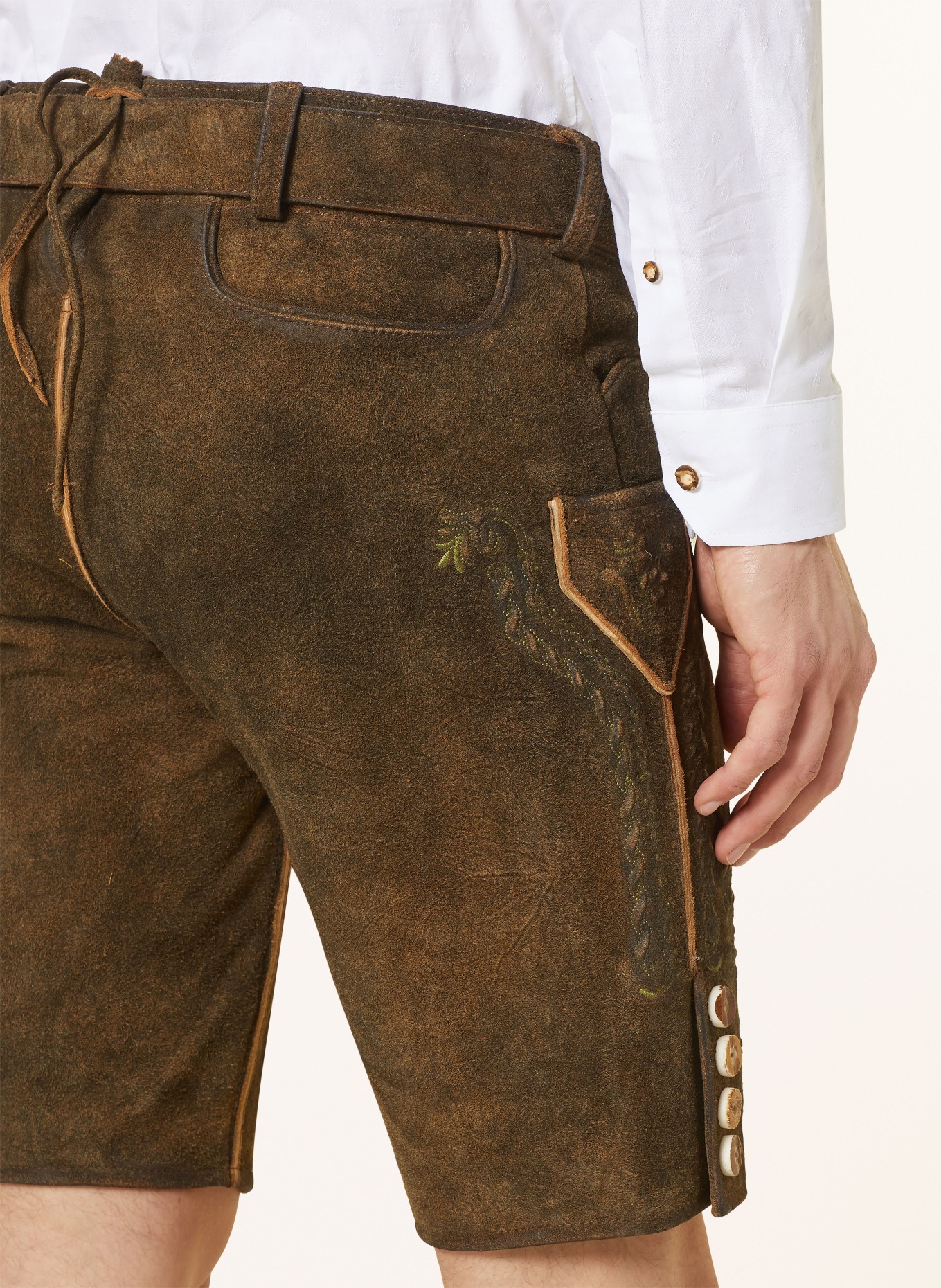 HIRSCHER Spodnie skórzane w stylu ludowym PRIEN, Kolor: CIEMNOBRĄZOWY (Obrazek 6)