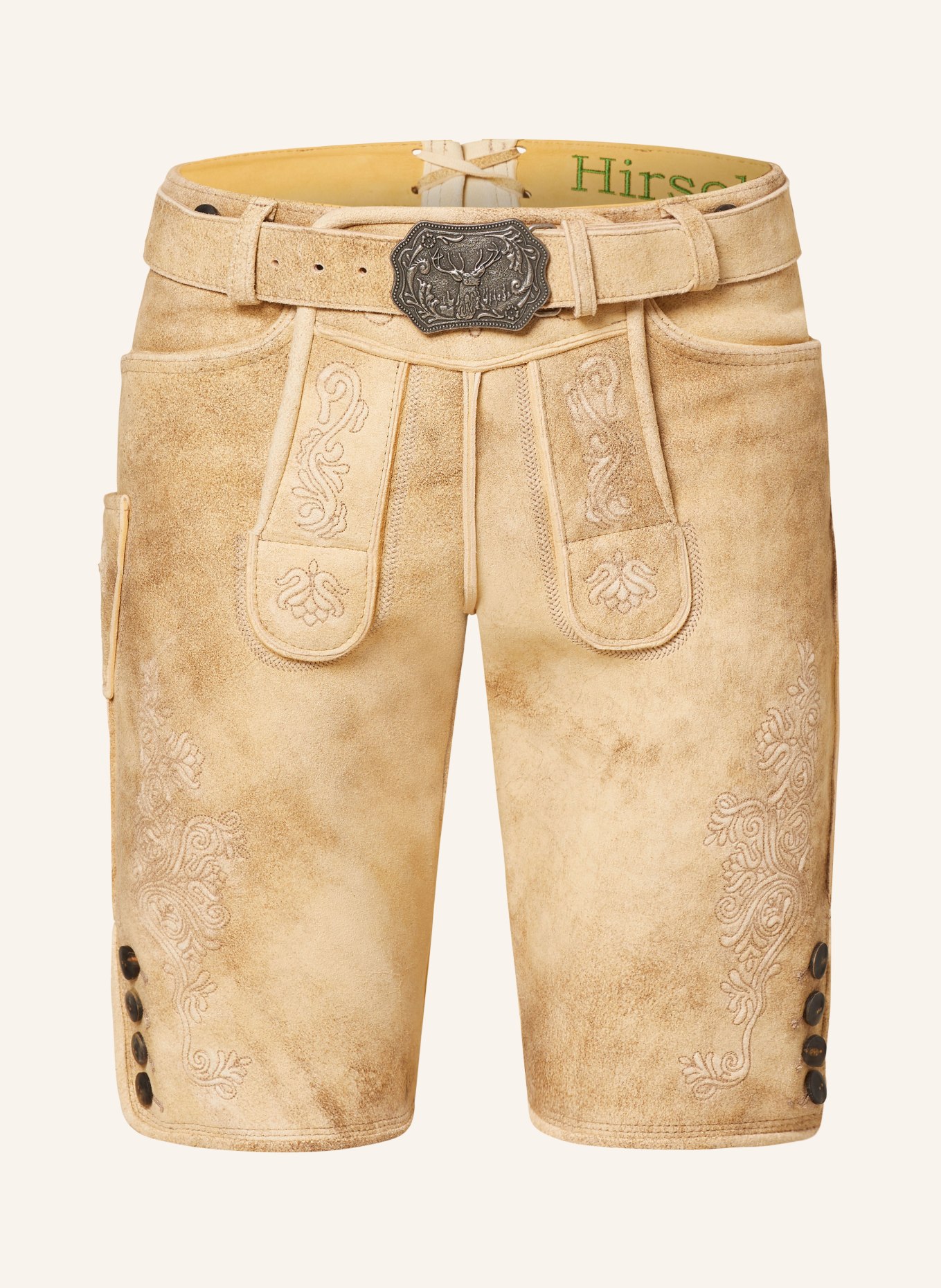 HIRSCHER Spodnie skórzane w stylu ludowym WEILHEIM, Kolor: BEŻOWY (Obrazek 1)