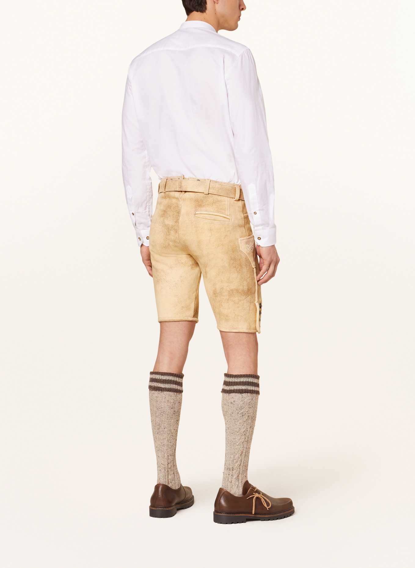HIRSCHER Spodnie skórzane w stylu ludowym WEILHEIM, Kolor: BEŻOWY (Obrazek 3)