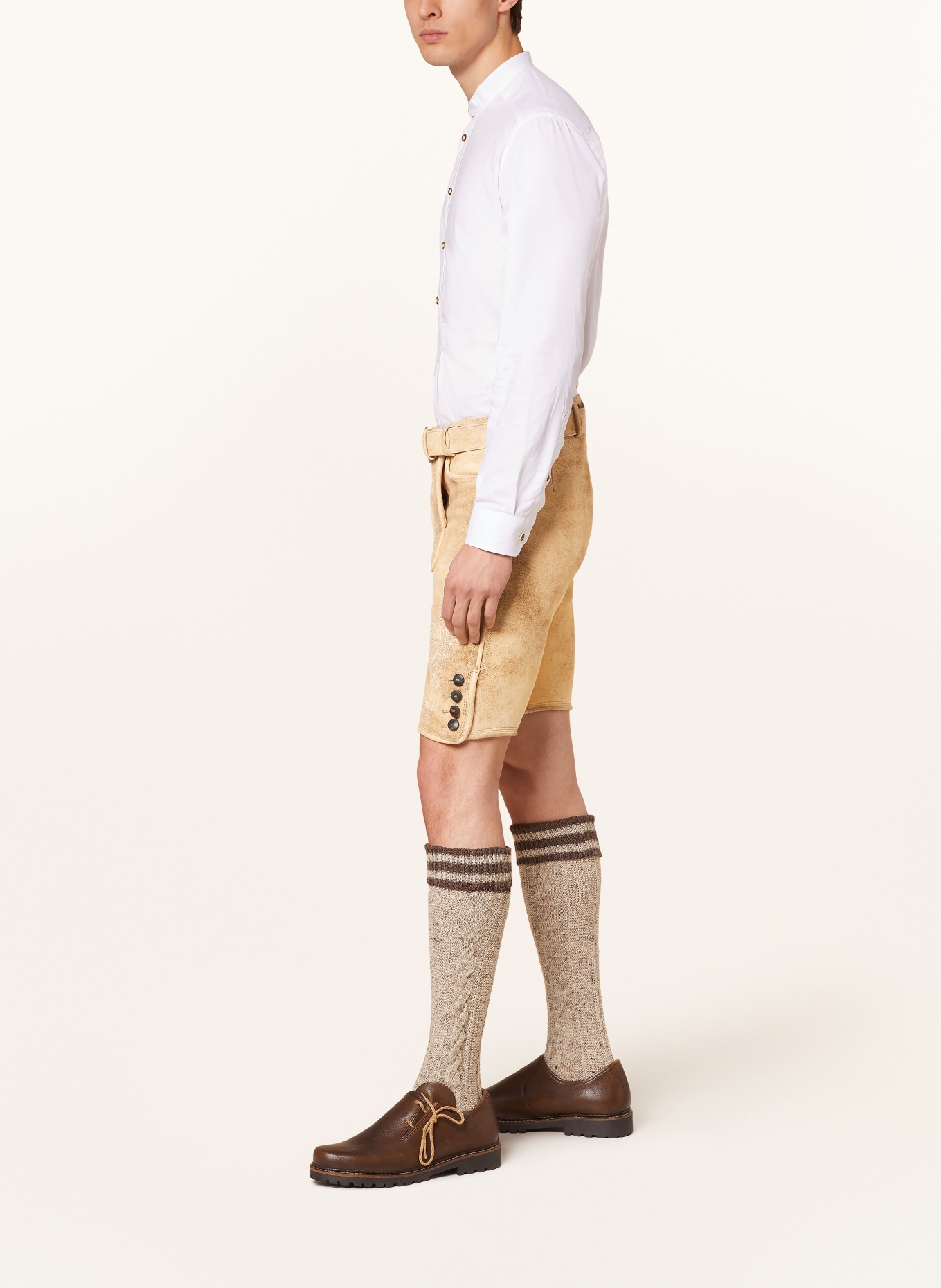 HIRSCHER Spodnie skórzane w stylu ludowym WEILHEIM, Kolor: BEŻOWY (Obrazek 4)