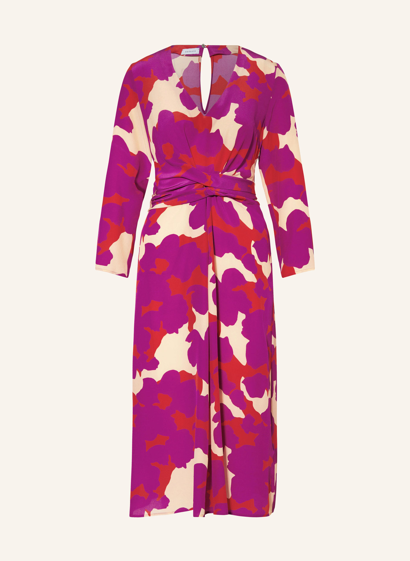 ROSSO35 Sukienka kopertowa z jedwabiu z rękawami 3/4, Kolor: FUKSJA/ LILA/ JASNOPOMARAŃCZOWY (Obrazek 1)