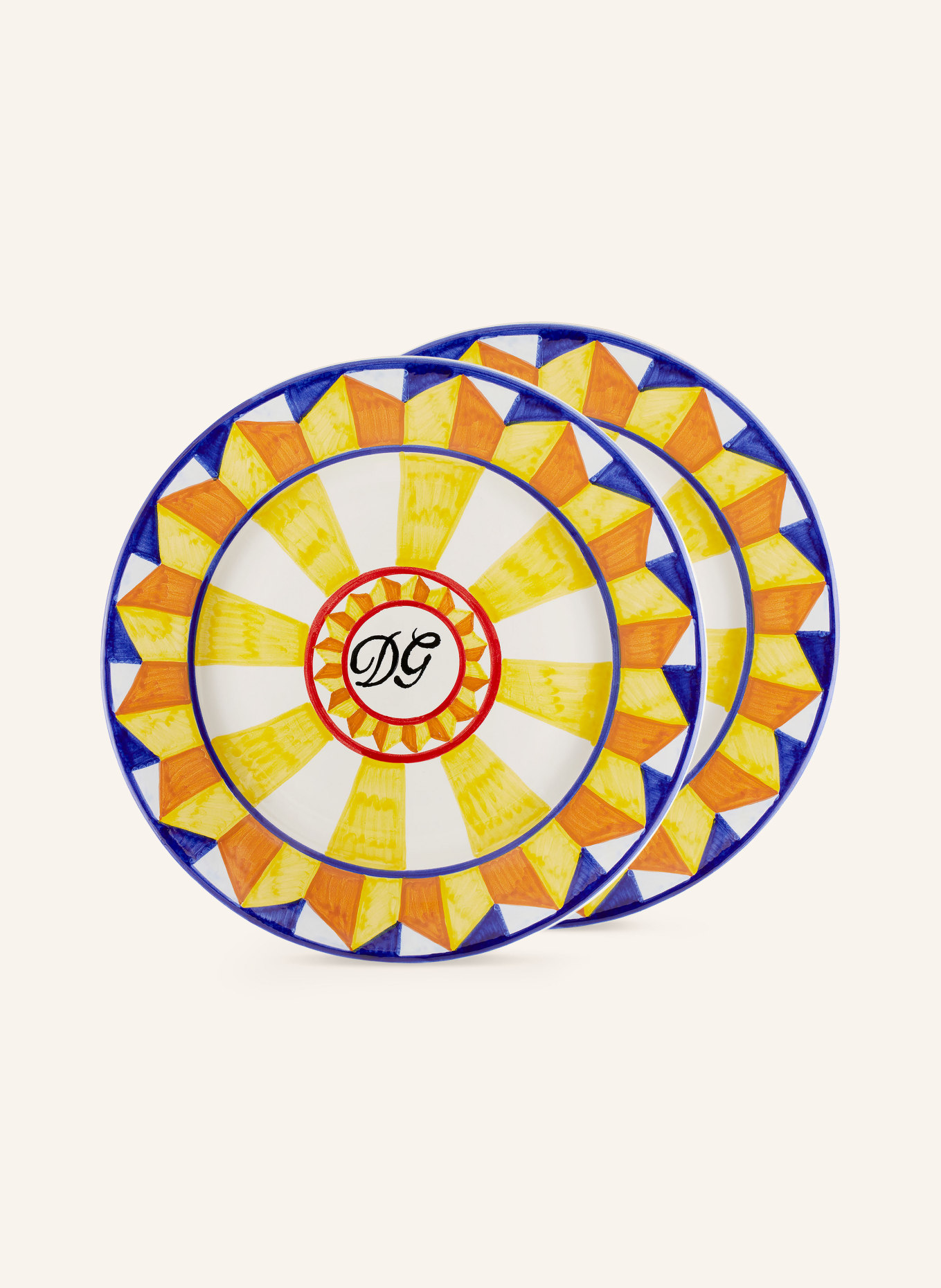 DOLCE & GABBANA CASA Set of 2 dinner plates, Color: YELLOW/ BLUE/ WHITE (Image 1)