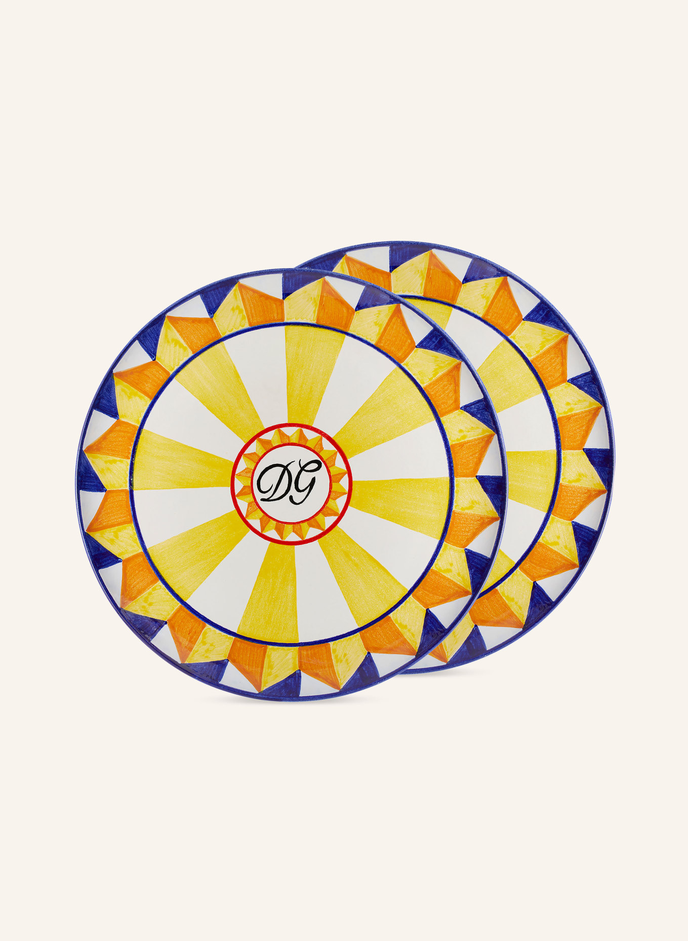 DOLCE & GABBANA CASA 2er-Set Suppenteller: WEISS / GELB / BLAU