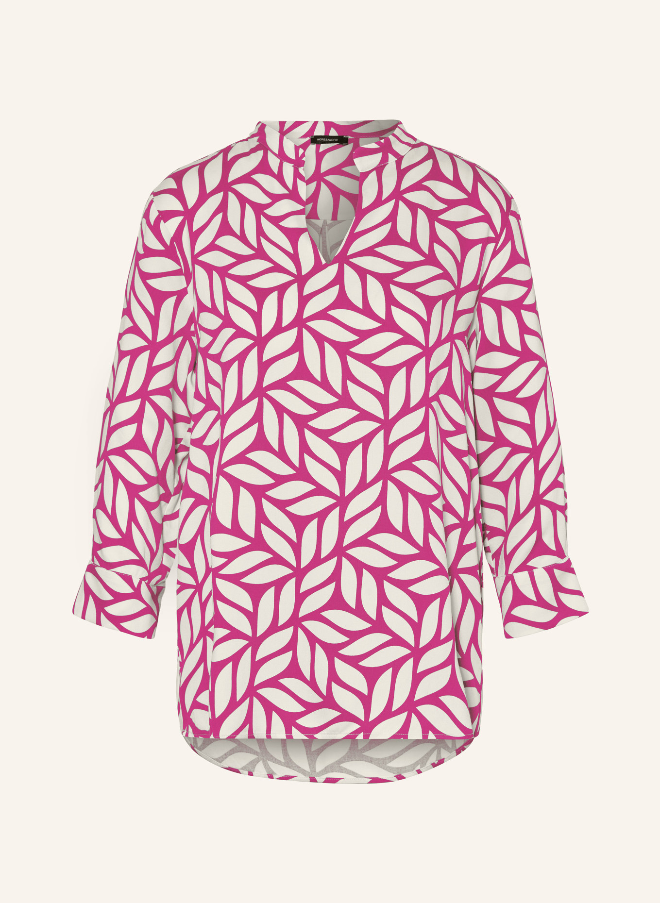 MORE & MORE Shirt blouse with 3/4 sleeves, Color: WHITE/ FUCHSIA (Image 1)