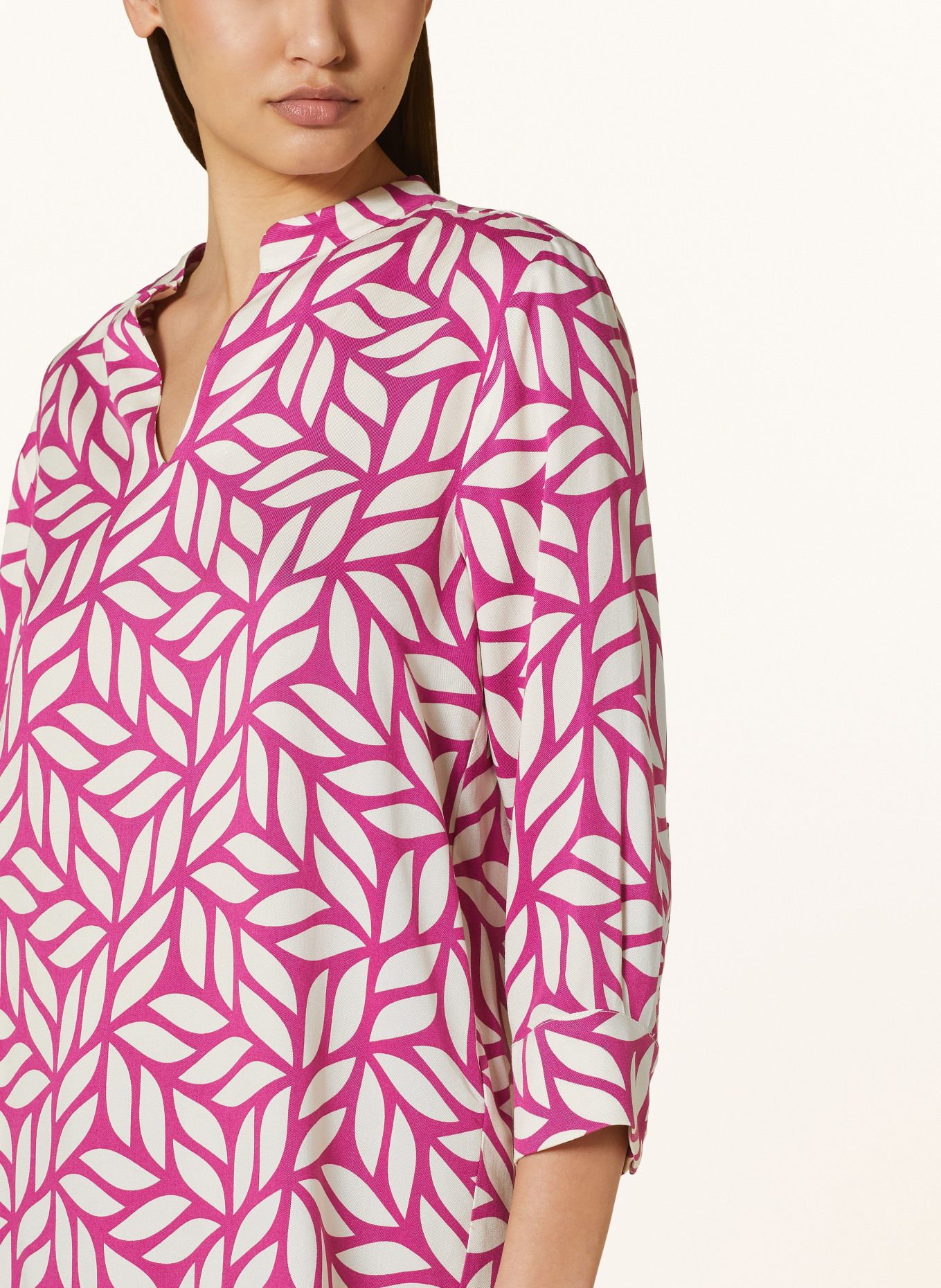 MORE & MORE Shirt blouse with 3/4 sleeves, Color: WHITE/ FUCHSIA (Image 4)