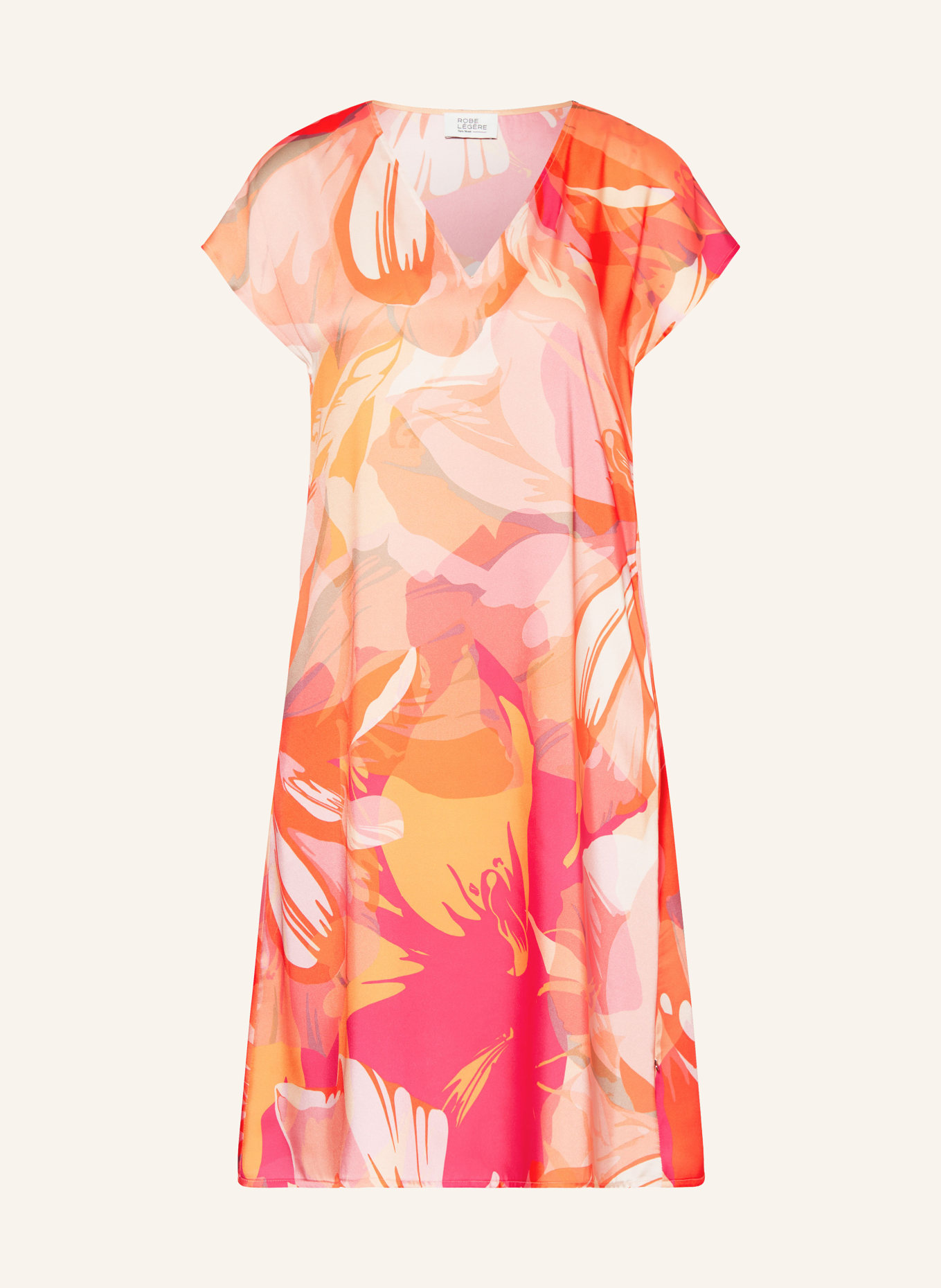 ROBE LÉGÈRE Satin dress, Color: ORANGE/ PINK/ GRAY (Image 1)