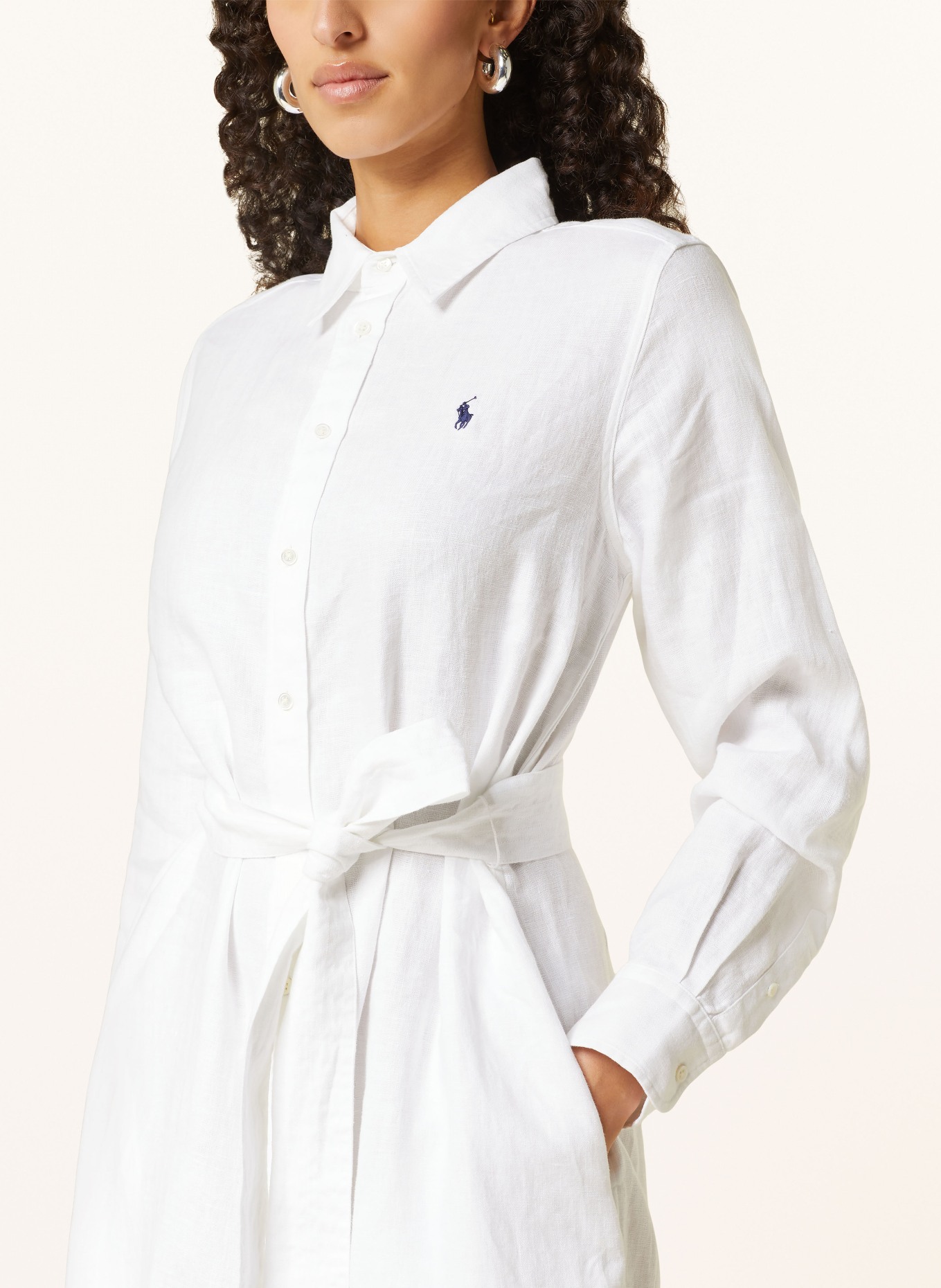 POLO RALPH LAUREN Hemdblusenkleid aus Leinen, Farbe: WEISS (Bild 4)