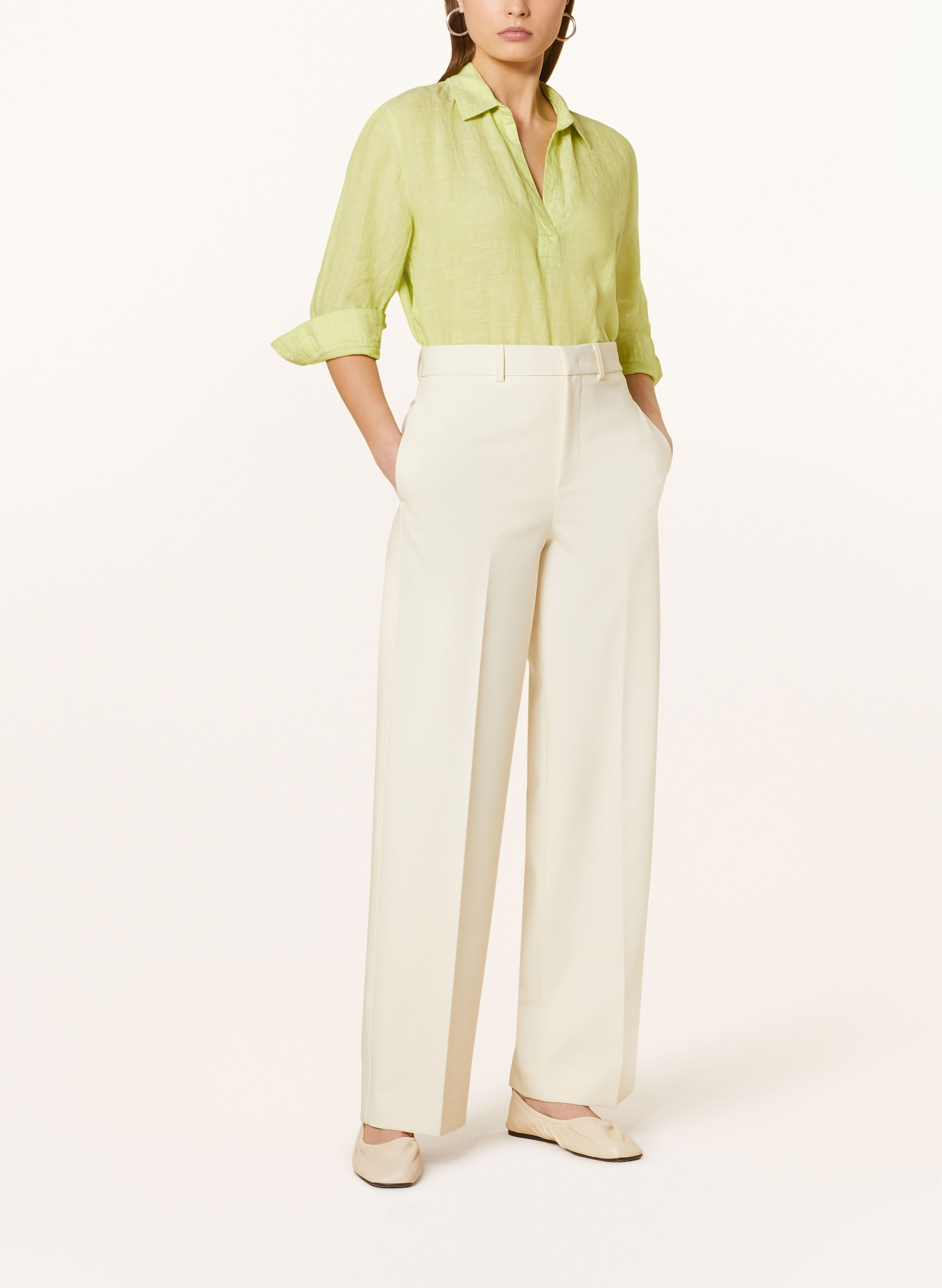 OPUS Shirt blouse FENGANI EXPLORE in linen with 3/4 sleeves, Color: LIGHT GREEN (Image 2)