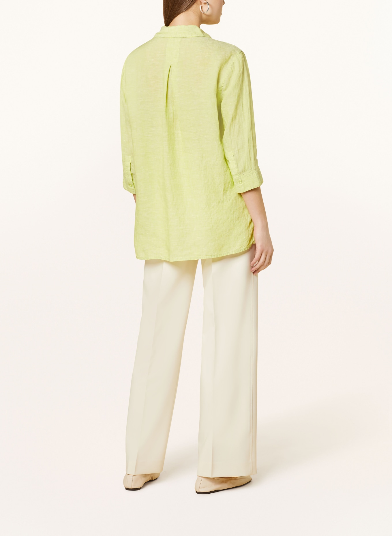 OPUS Shirt blouse FENGANI EXPLORE in linen with 3/4 sleeves, Color: LIGHT GREEN (Image 3)