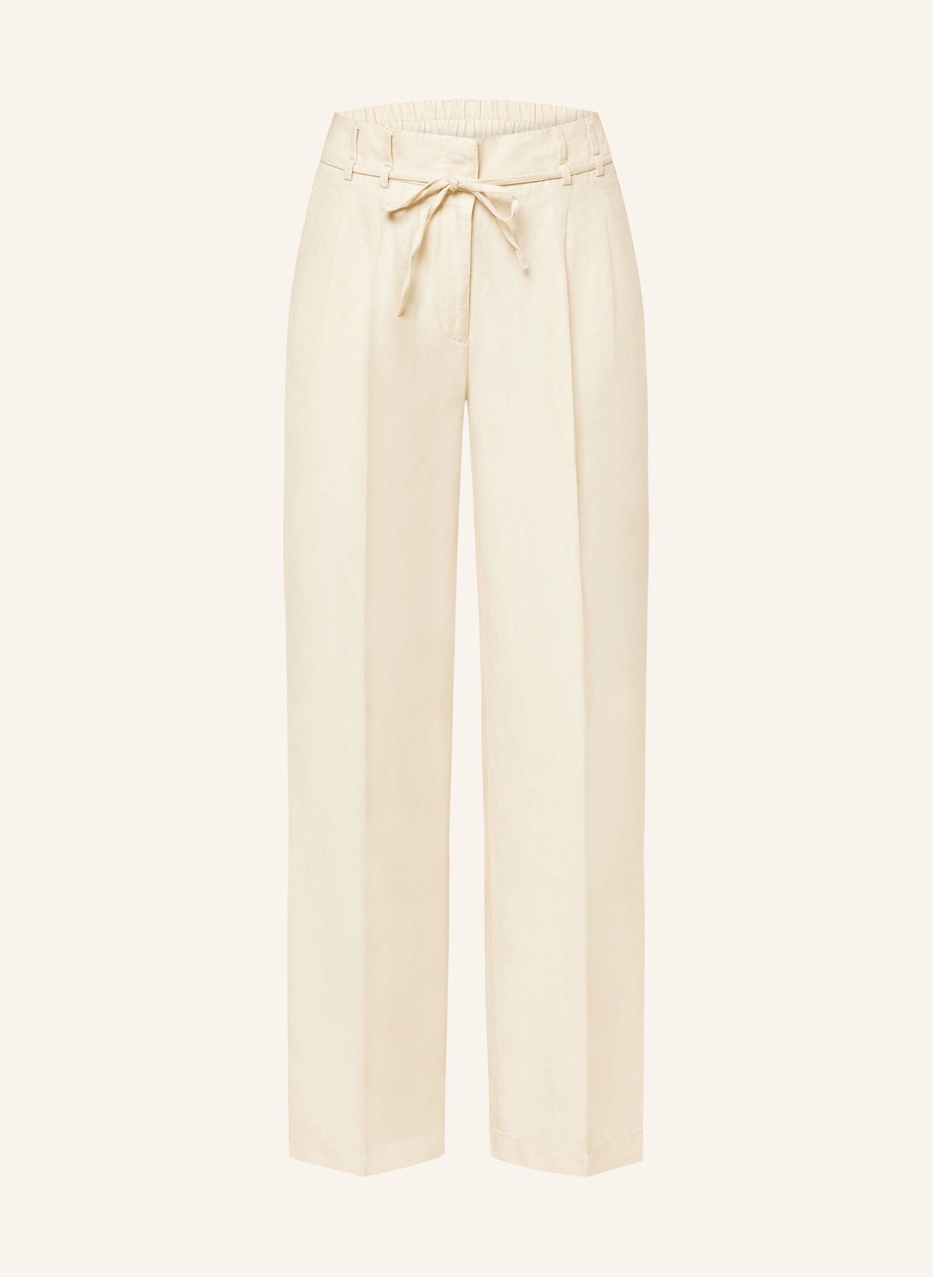 OPUS Wide leg trousers MILIS with linen, Color: CREAM (Image 1)