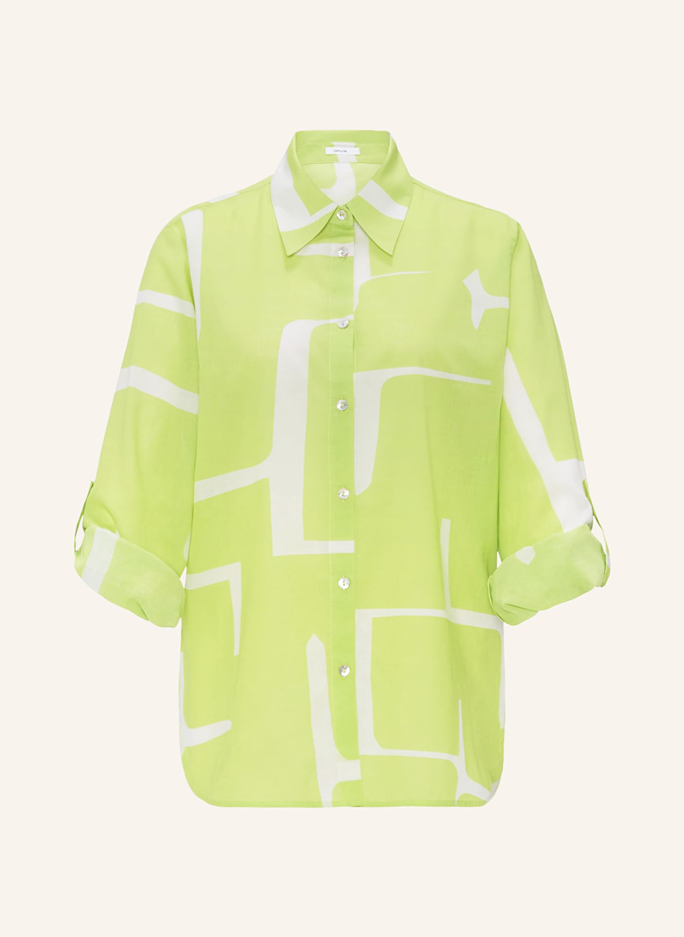 OPUS Shirt blouse FUMINE, Color: NEON GREEN/ WHITE (Image 1)