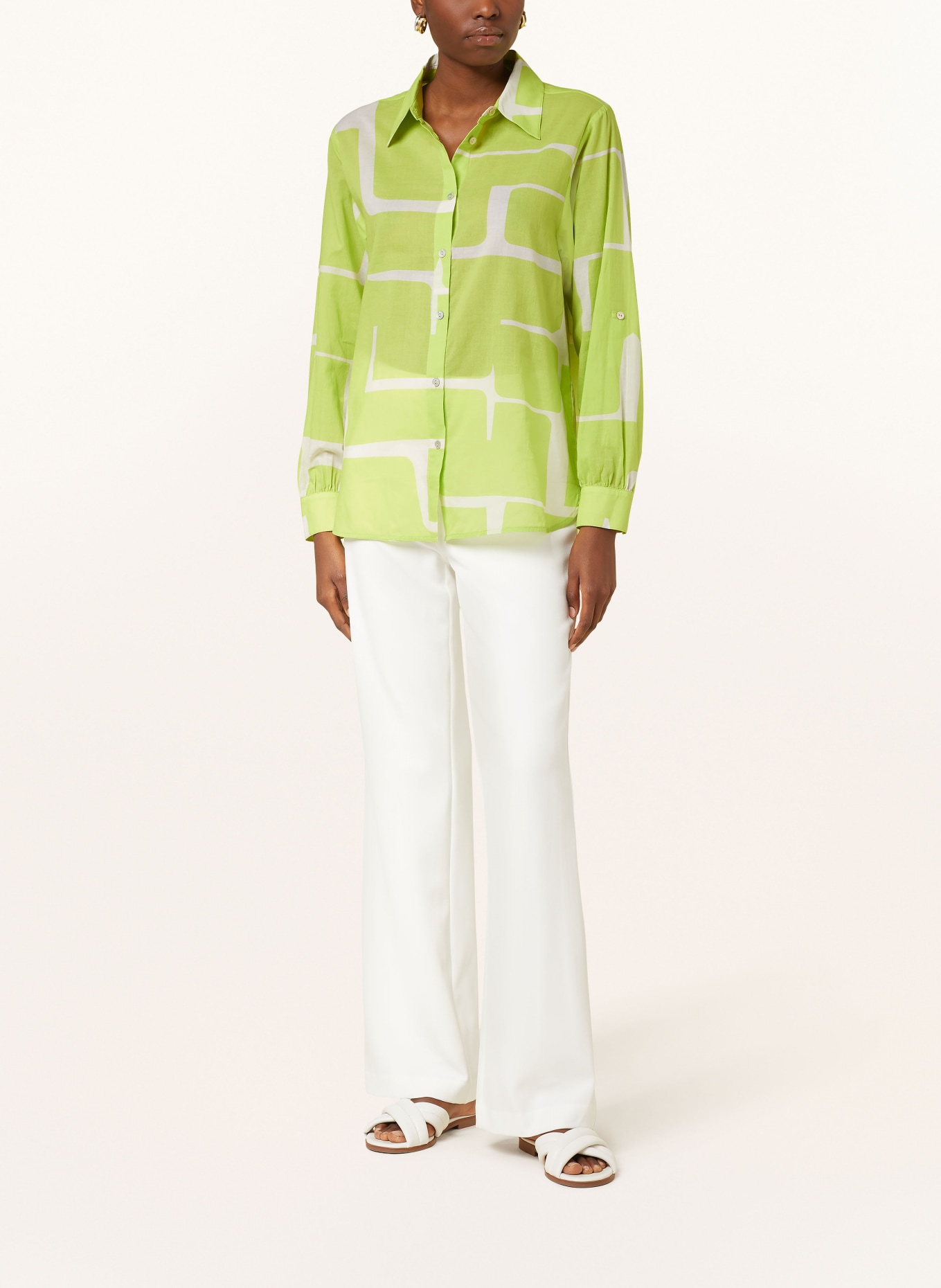 OPUS Shirt blouse FUMINE, Color: NEON GREEN/ WHITE (Image 2)