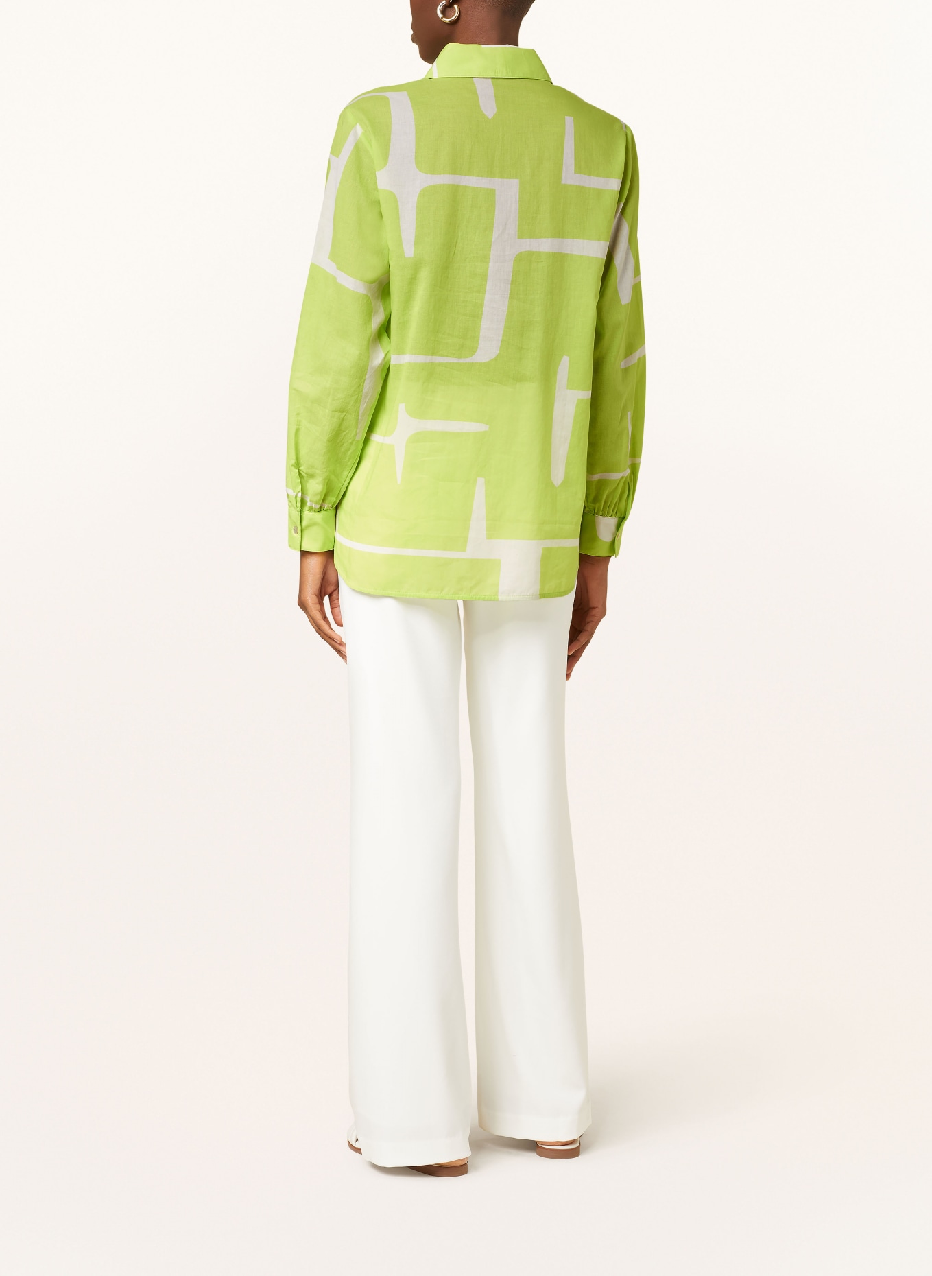 OPUS Shirt blouse FUMINE, Color: NEON GREEN/ WHITE (Image 3)