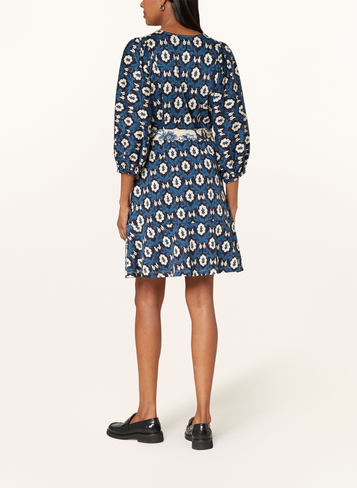WEEKEND Max Mara Kleid VIRGOLA mit 3/4-Arm: BLAU / ECRU