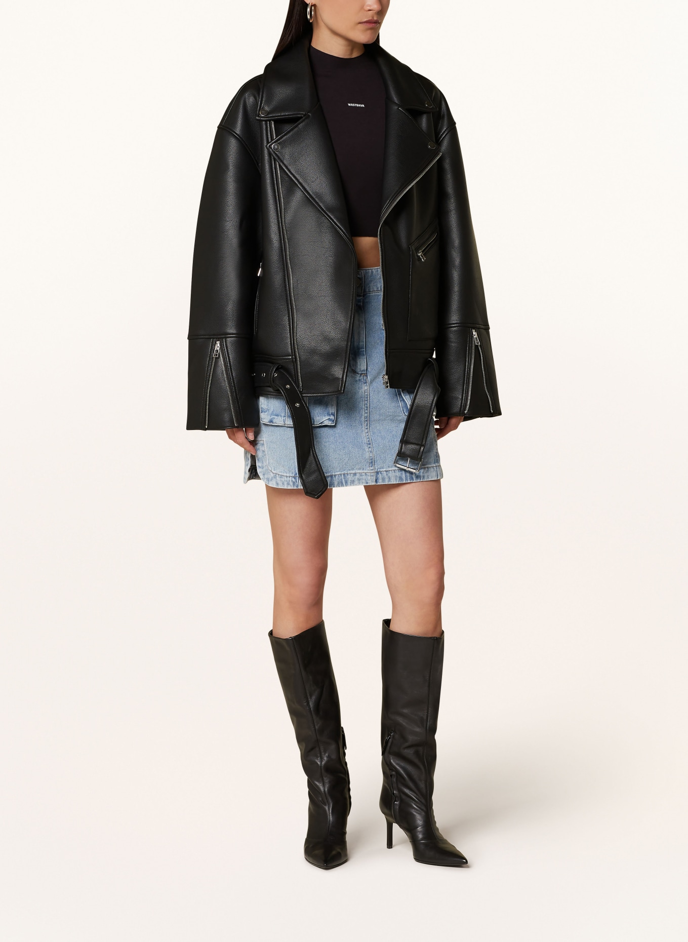 WRSTBHVR Oversized jacket LANGY in leather look, Color: BLACK (Image 2)