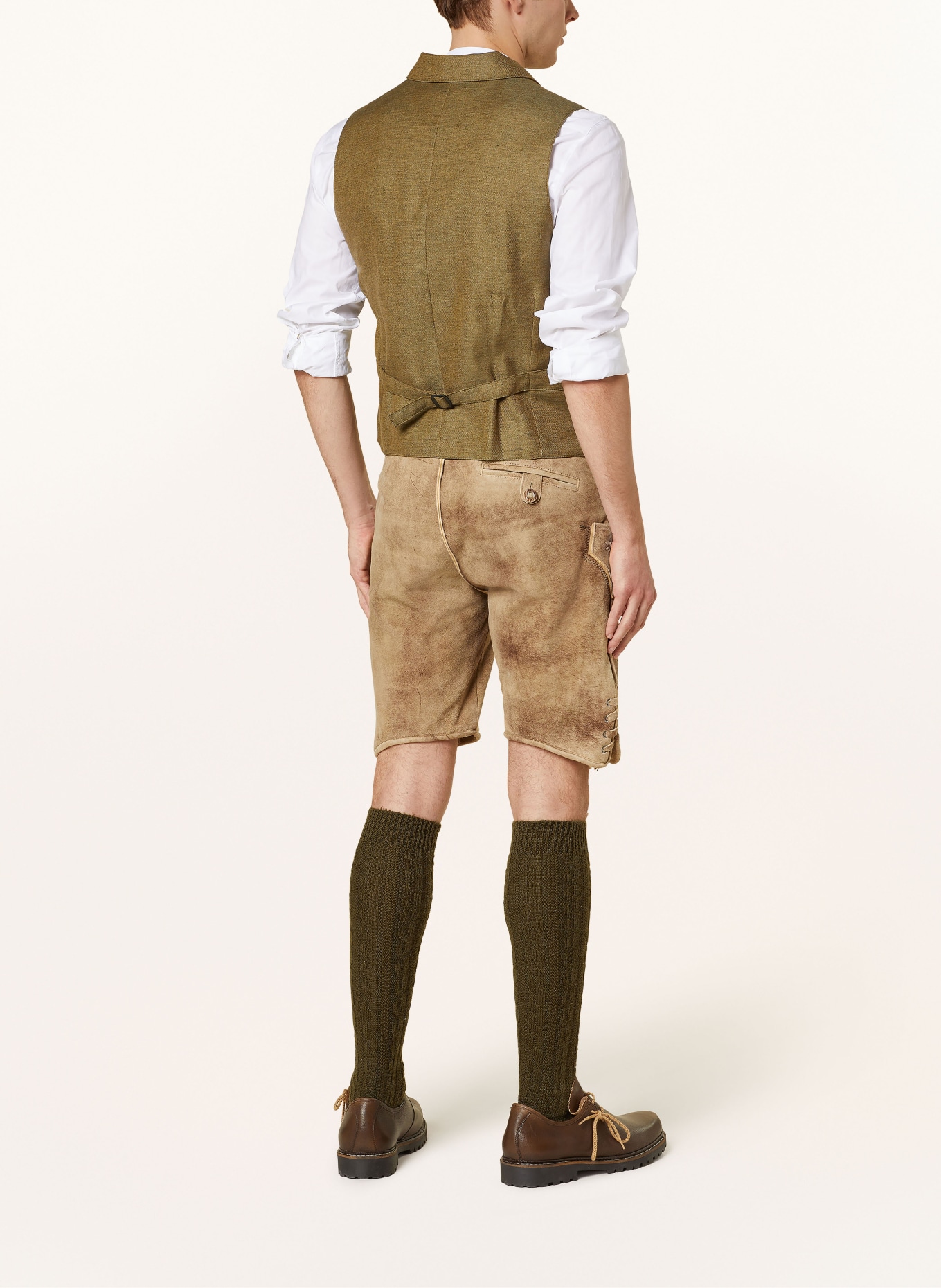 Grasegger Trachten vest with linen, Color: OLIVE (Image 3)