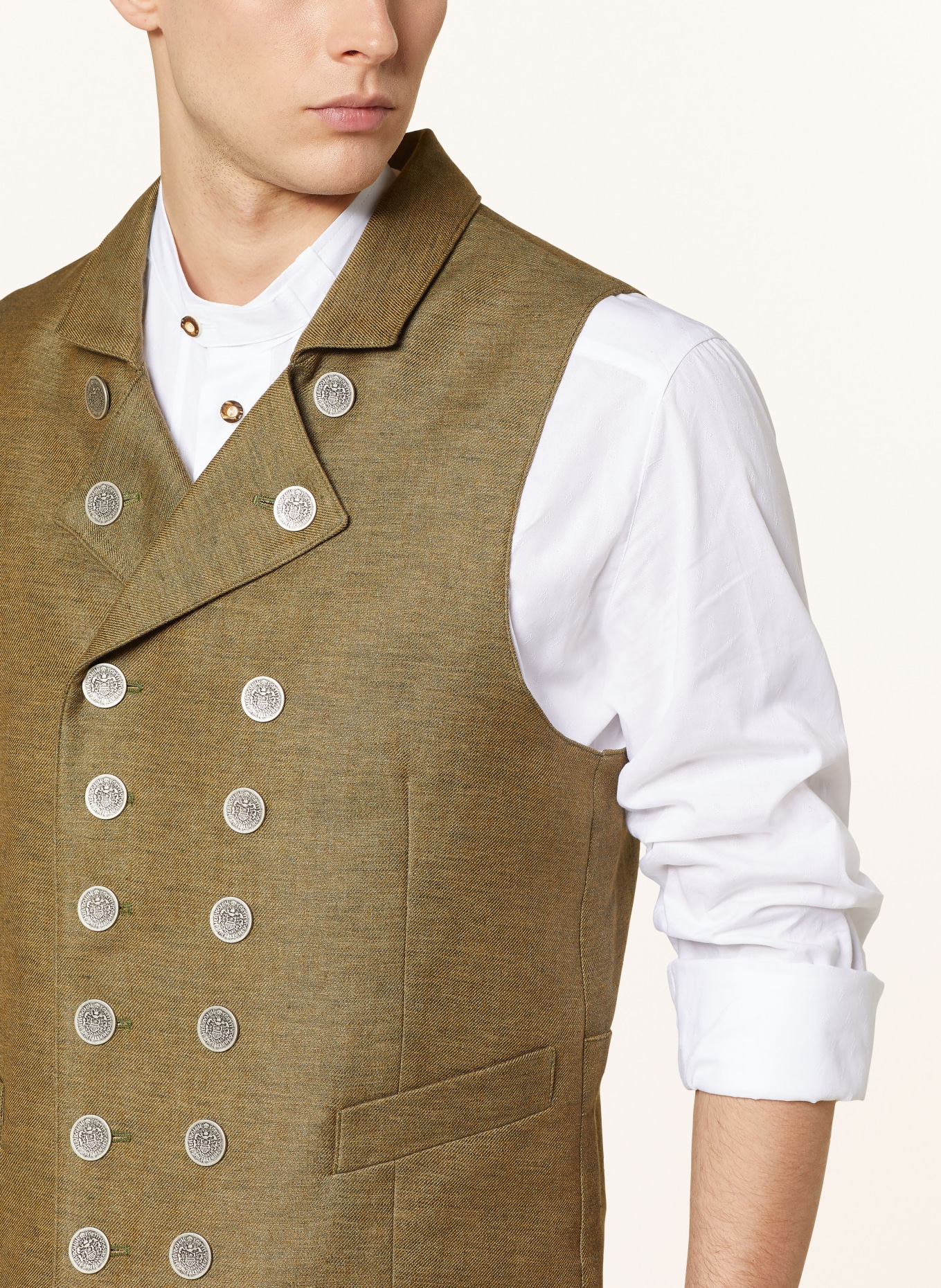 Grasegger Trachten vest with linen, Color: OLIVE (Image 4)