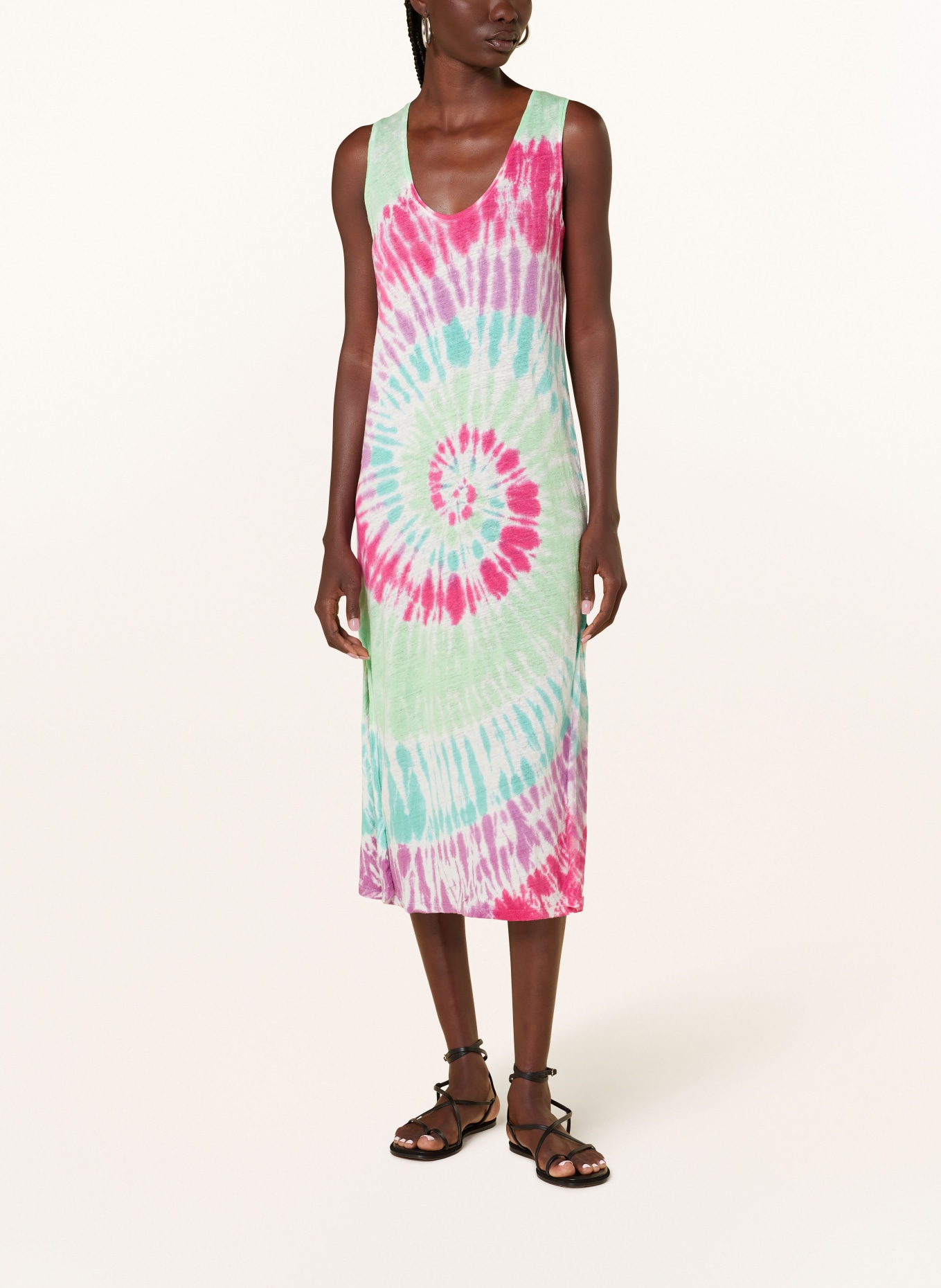 KUJTEN Linen dress RAMO SUNNY, Color: PINK/ PURPLE/ GREEN (Image 2)